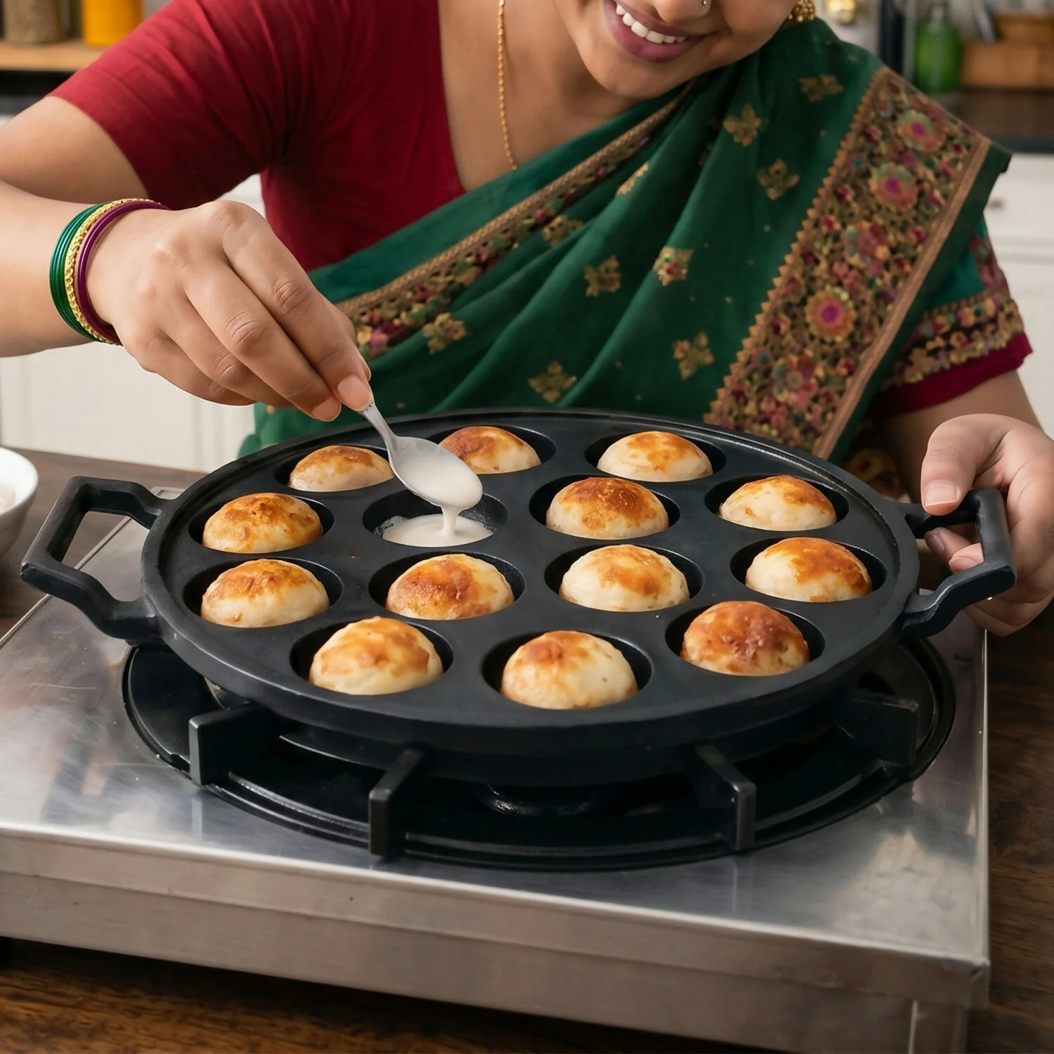 Cast Iron Paniyaram Pan – 12 Cavities for Traditional Snacks - Image 3