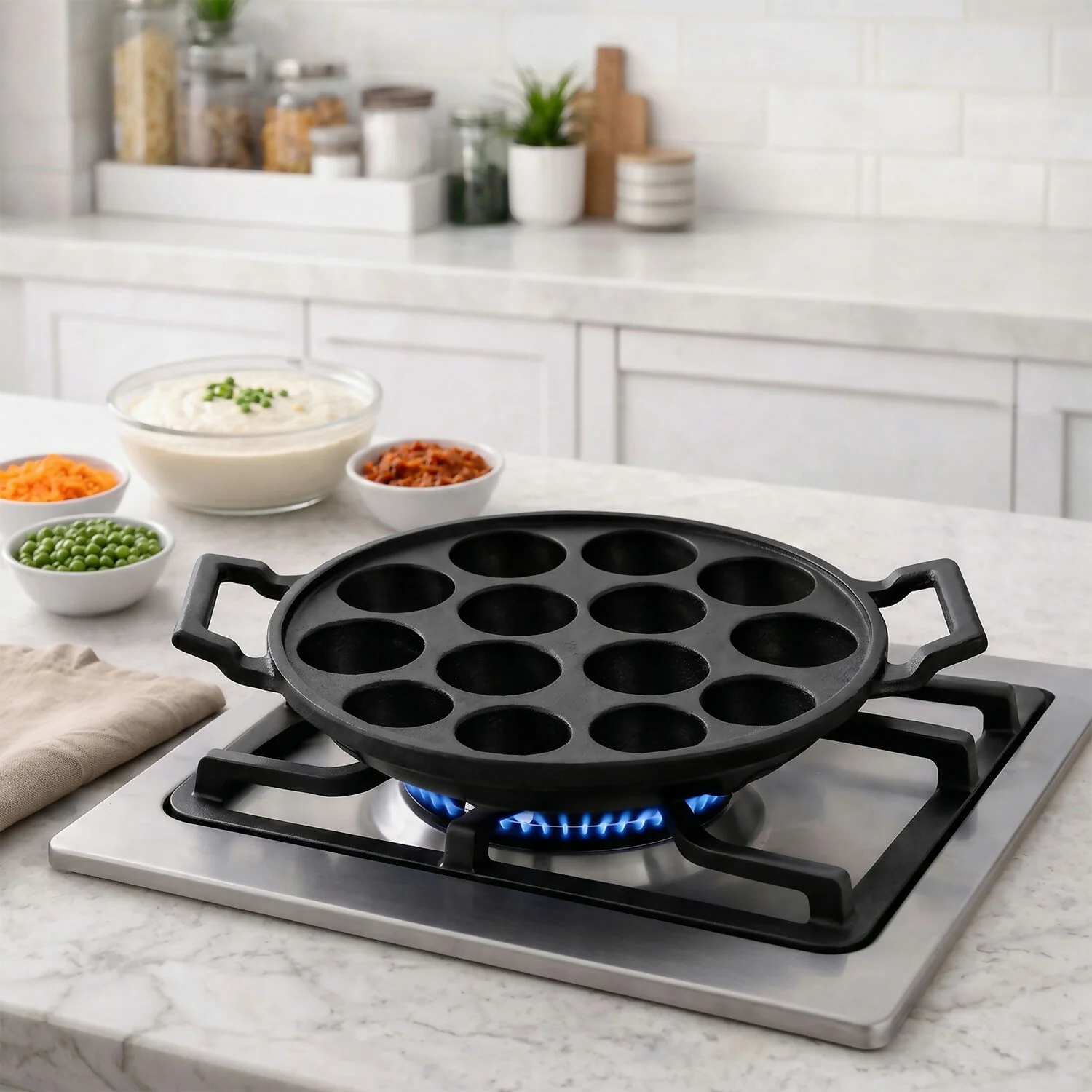 Cast Iron Paniyaram Pan – 12 Cavities for Traditional Snacks - Image 4