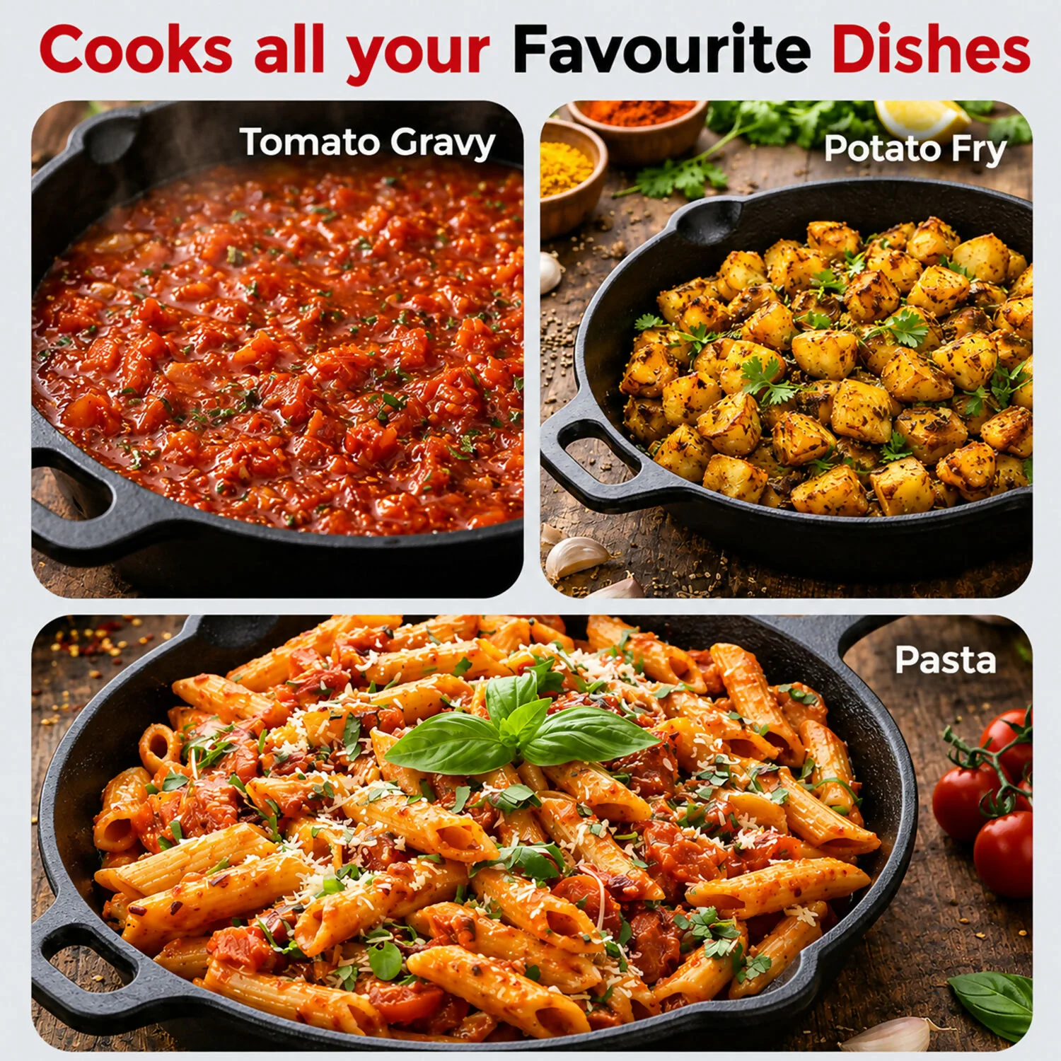 Cast Iron Deep Fry Pan – Durable Pre-Seasoned Non-Stick Surface - Image 3