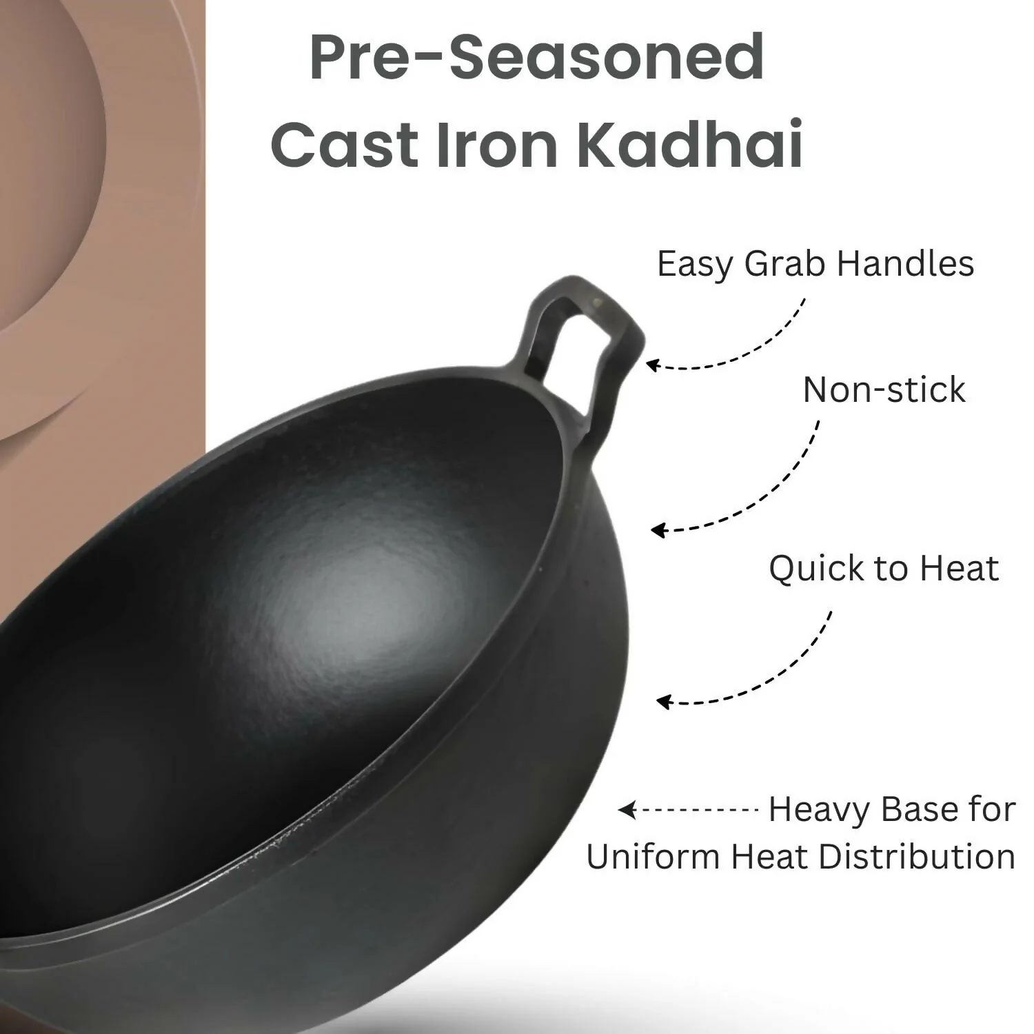 Cast Iron Deep Kadai – Even Heat Distribution & Durable Construction - Image 4