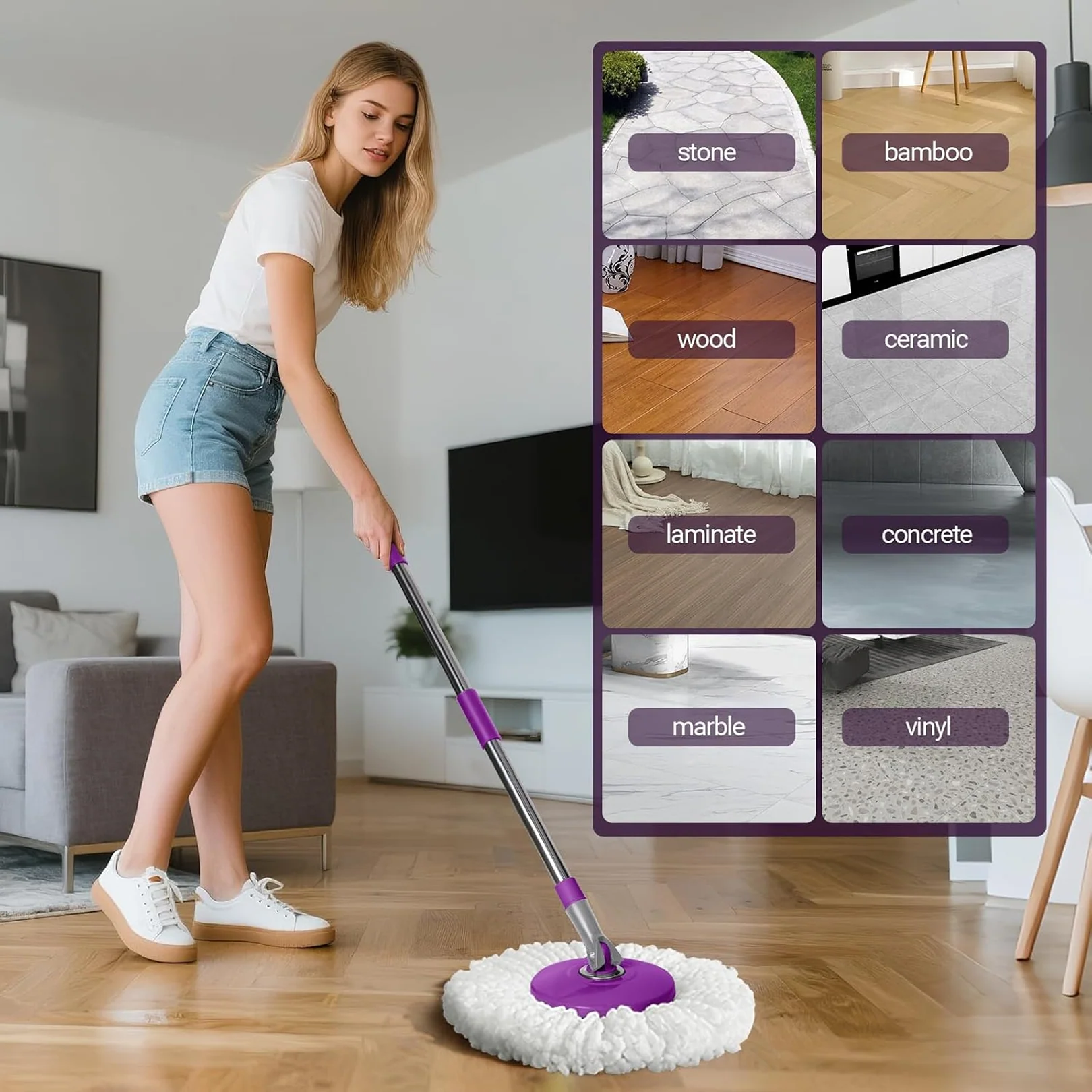 360° Spin Mop Set – Easy Floor Cleaning with Durable Wringer - Image 6