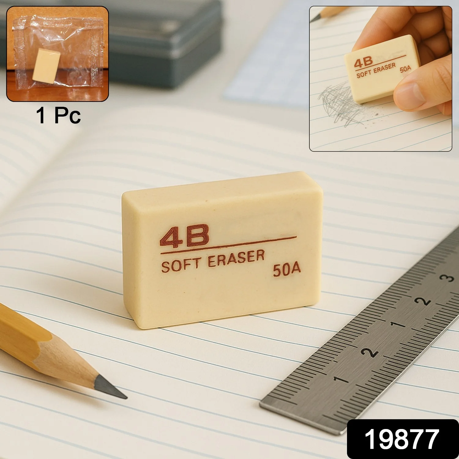 4B Soft Eraser – Dust-Free, Smudge-Less for Artists & Students - Image 2