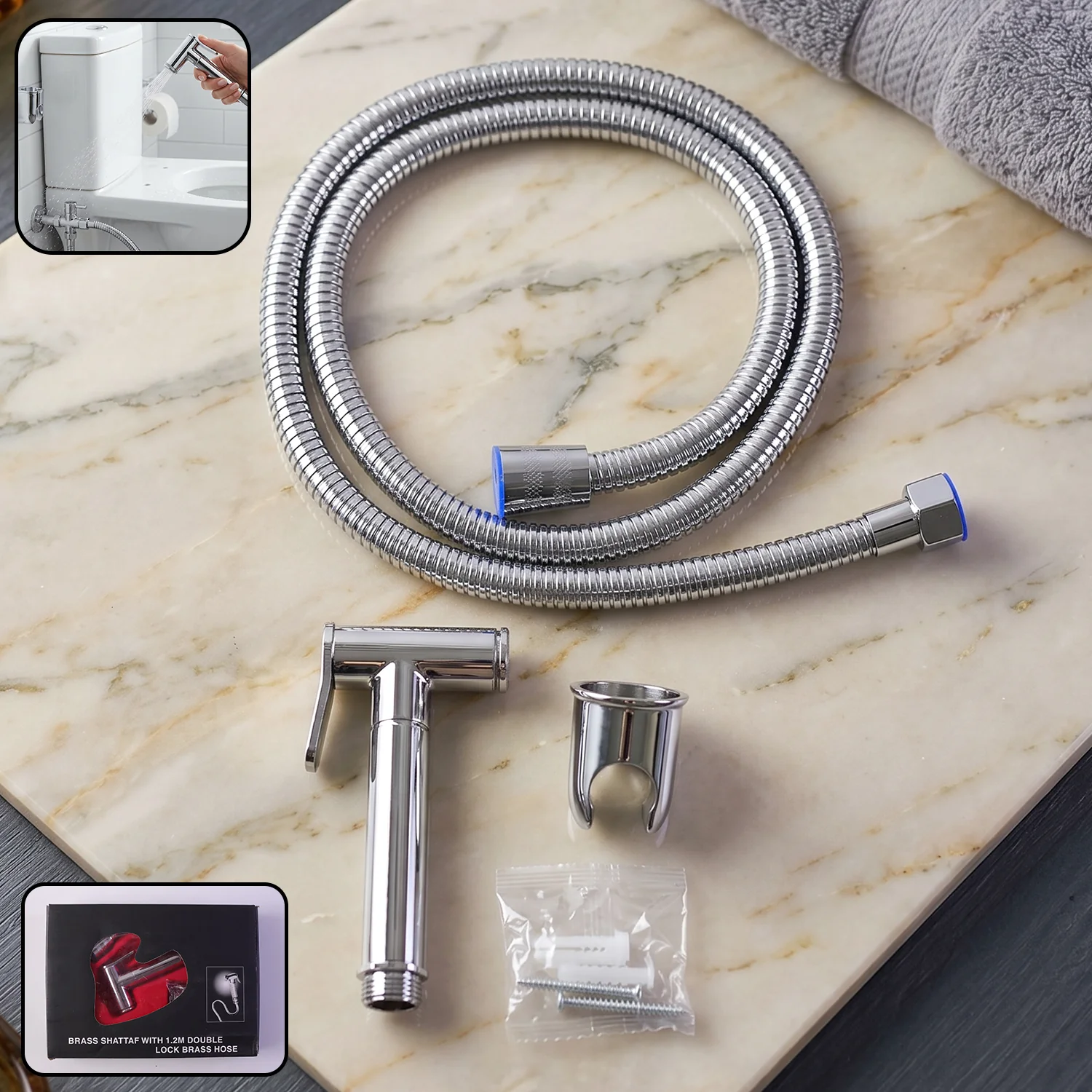 Brass Shattaf Health Faucet – Durable Chrome Finish for Hygiene - Image 2