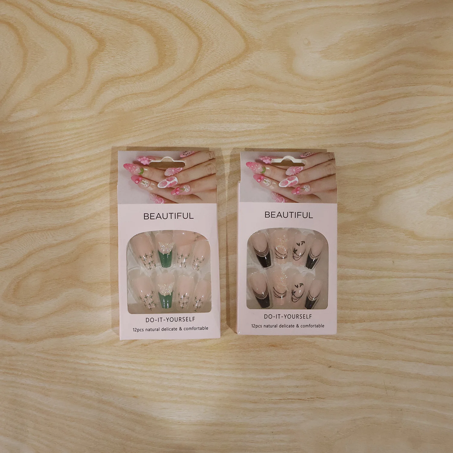 Burgundy Artificial Press-On Nails – Reusable Floral Set - Image 9