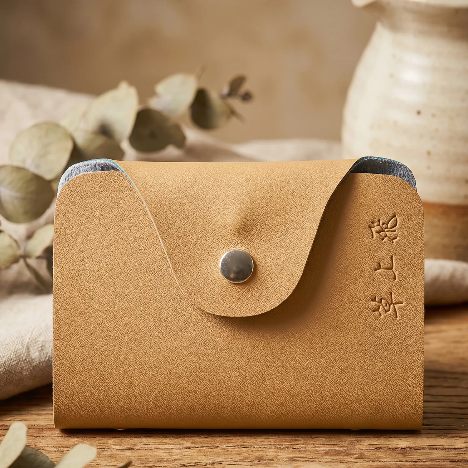 Premium Button Closure Card Holder Wallet – Compact & Secure Storage - Image 3