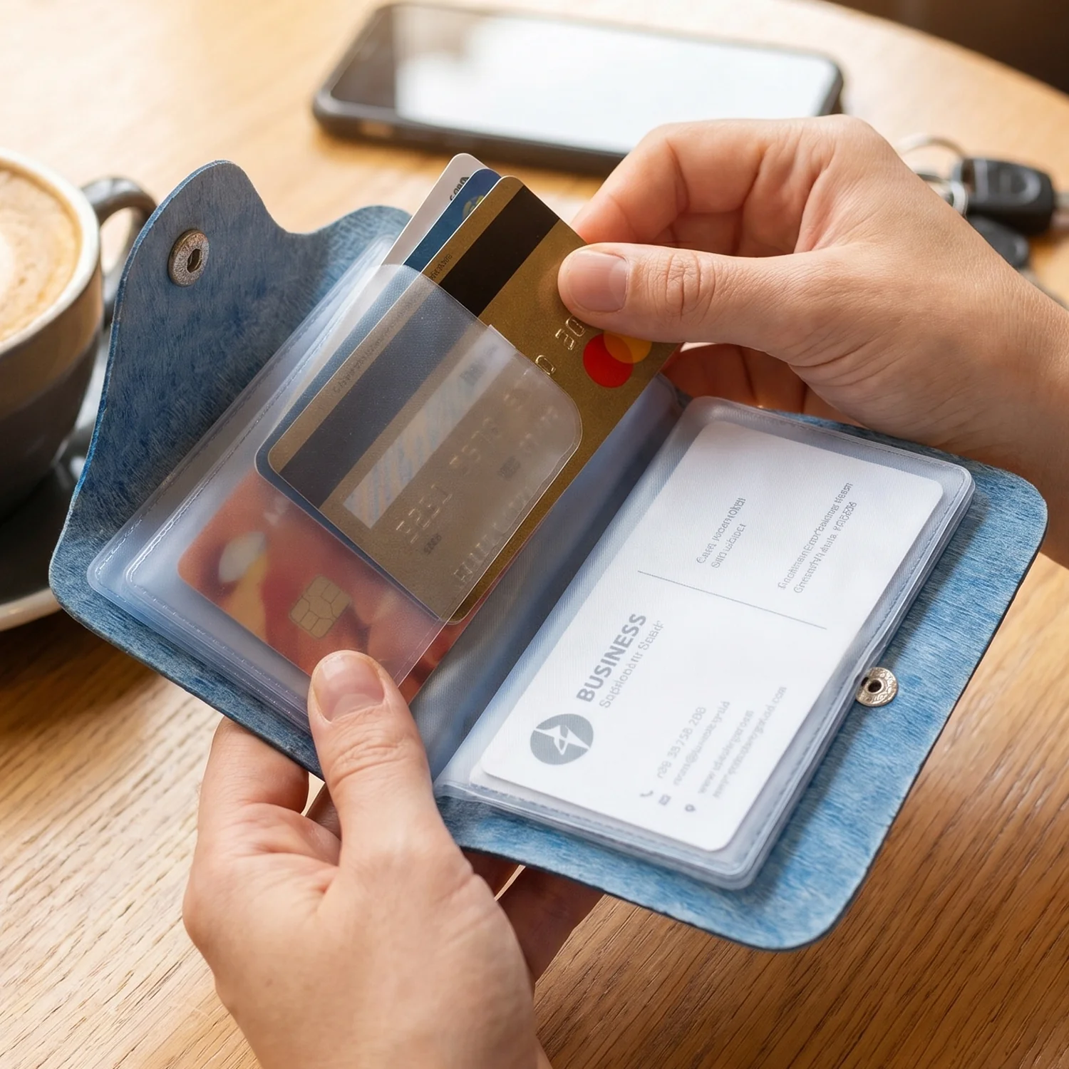 Premium Button Closure Card Holder Wallet – Compact & Secure Storage - Image 5