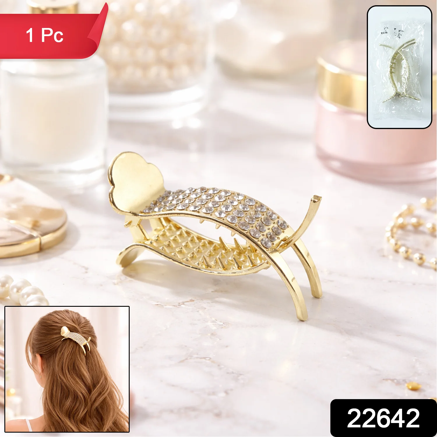 Hair Claw Clip – Strong Grip with Elegant Crystal Design - Image 2
