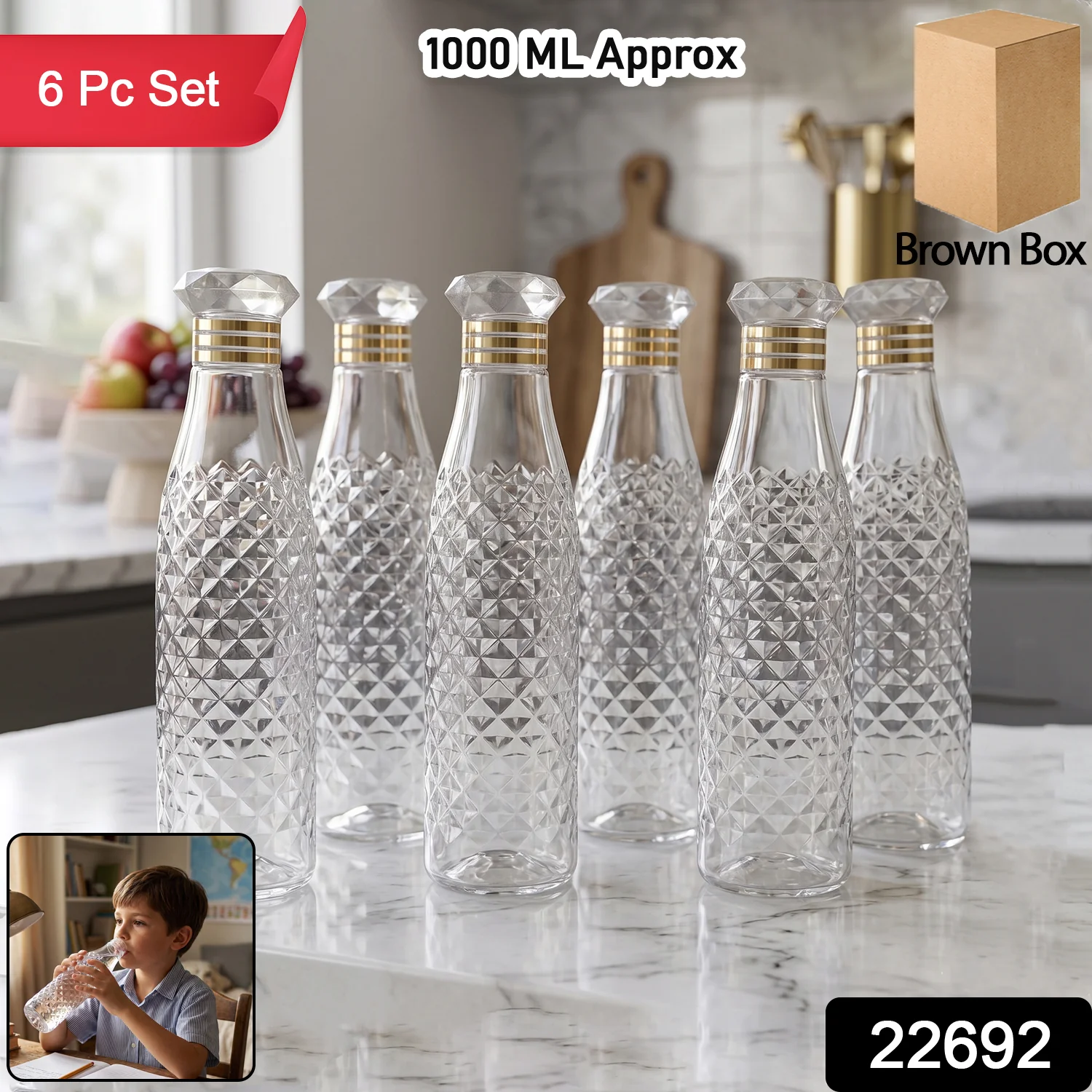 Water Bottle Set – Stylish 1000ml Capacity for Daily Use - Image 2