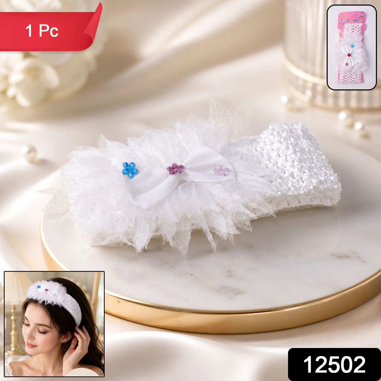 Baby Headband – Soft Elastic Floral Hair Accessory for Infants - Image 2