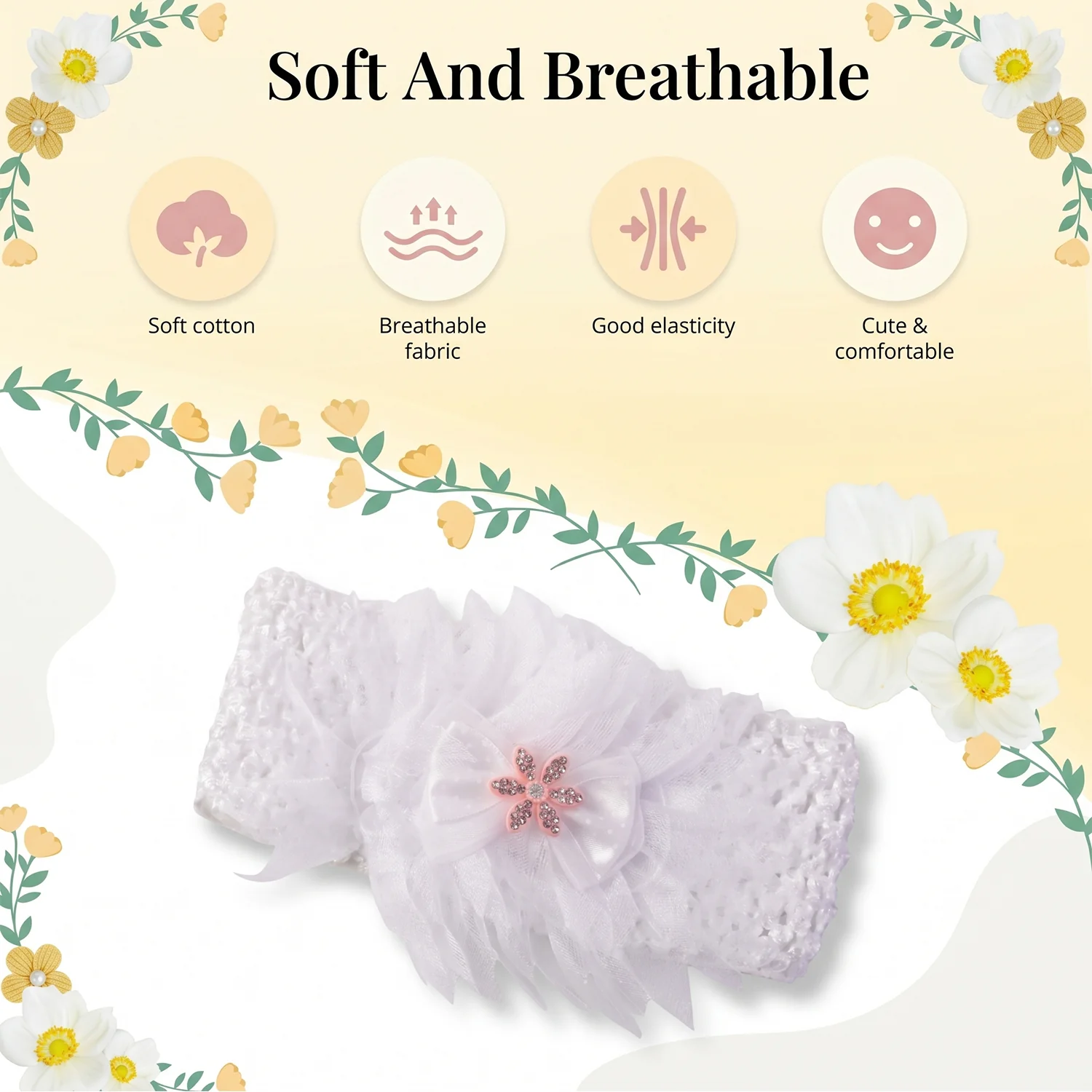 Baby Headband – Soft Elastic Floral Designed for Comfort & Style - Image 8