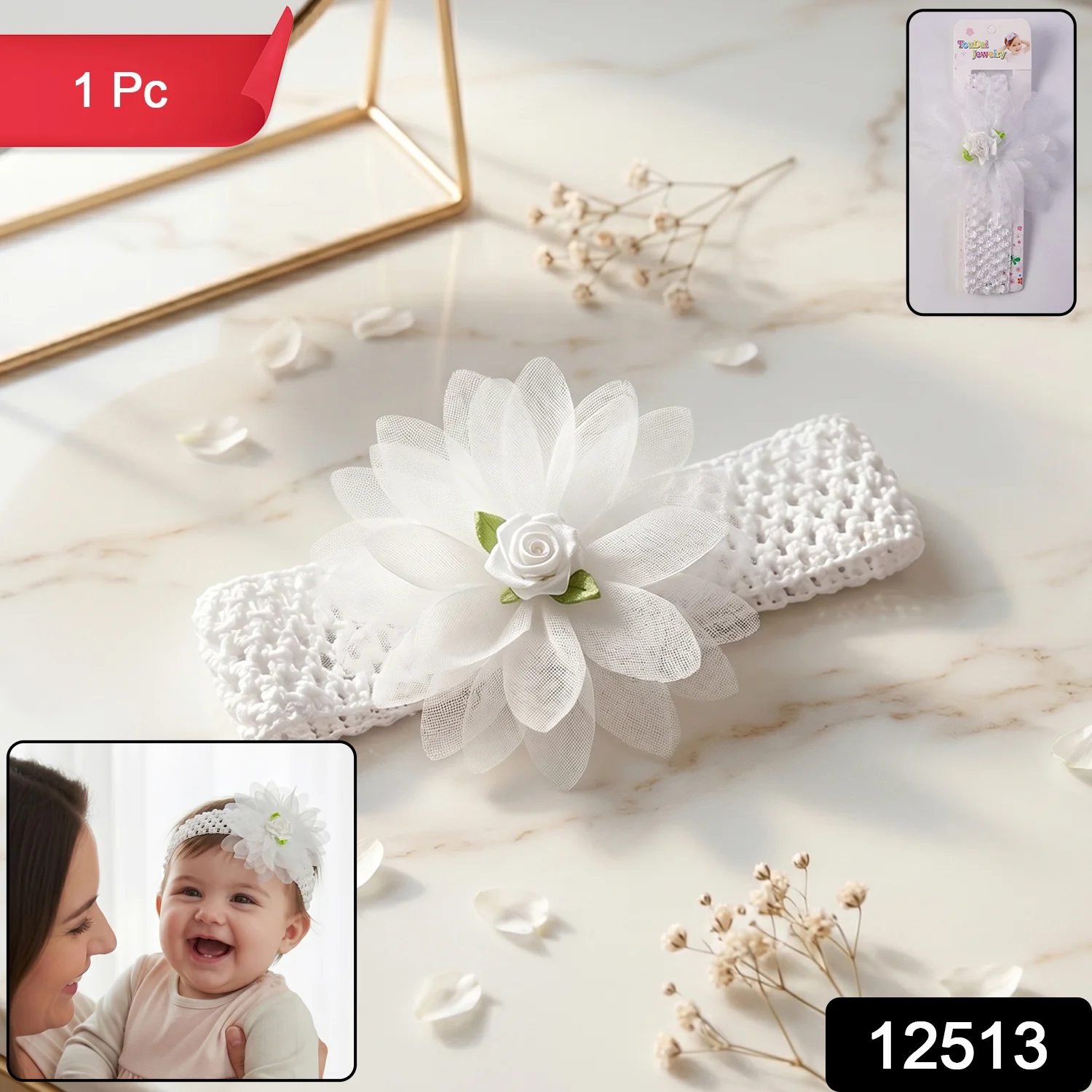 Cute Soft Elastic Floral Baby Headband – Comfortable & Stylish - Image 2