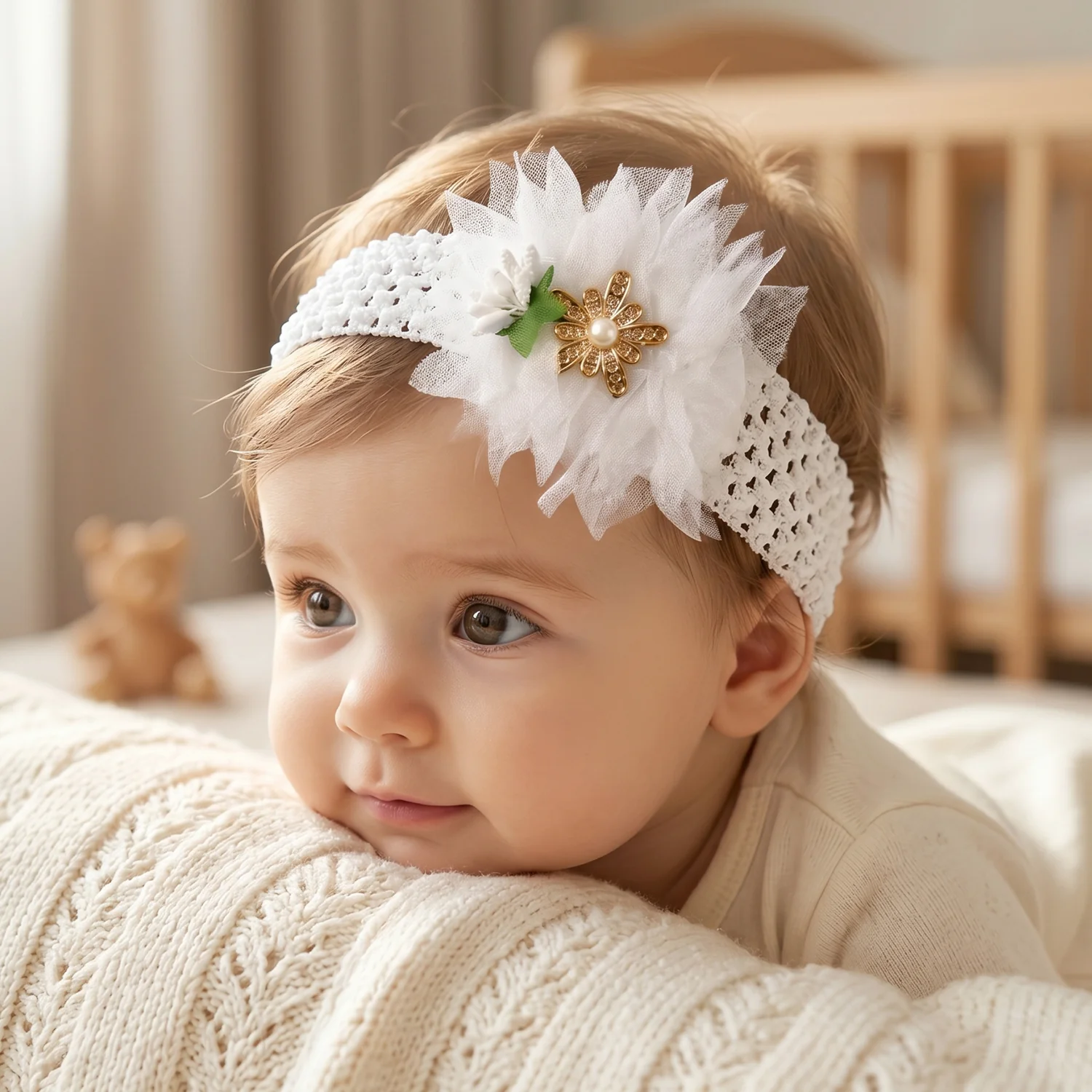 Baby Headband – Comfortable Soft Elastic Floral Design - Image 5