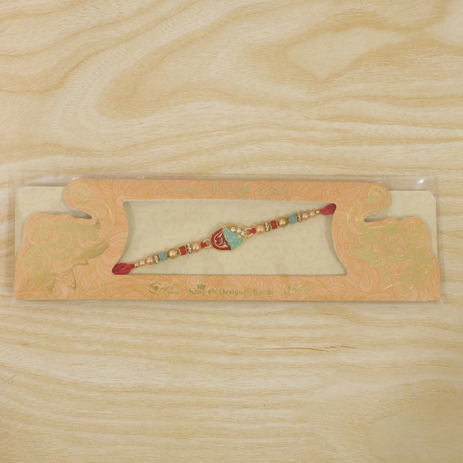 Premium Elegant Meenakari Oval Rakhi with Beadwork – Rakhi for Brother - Image 6