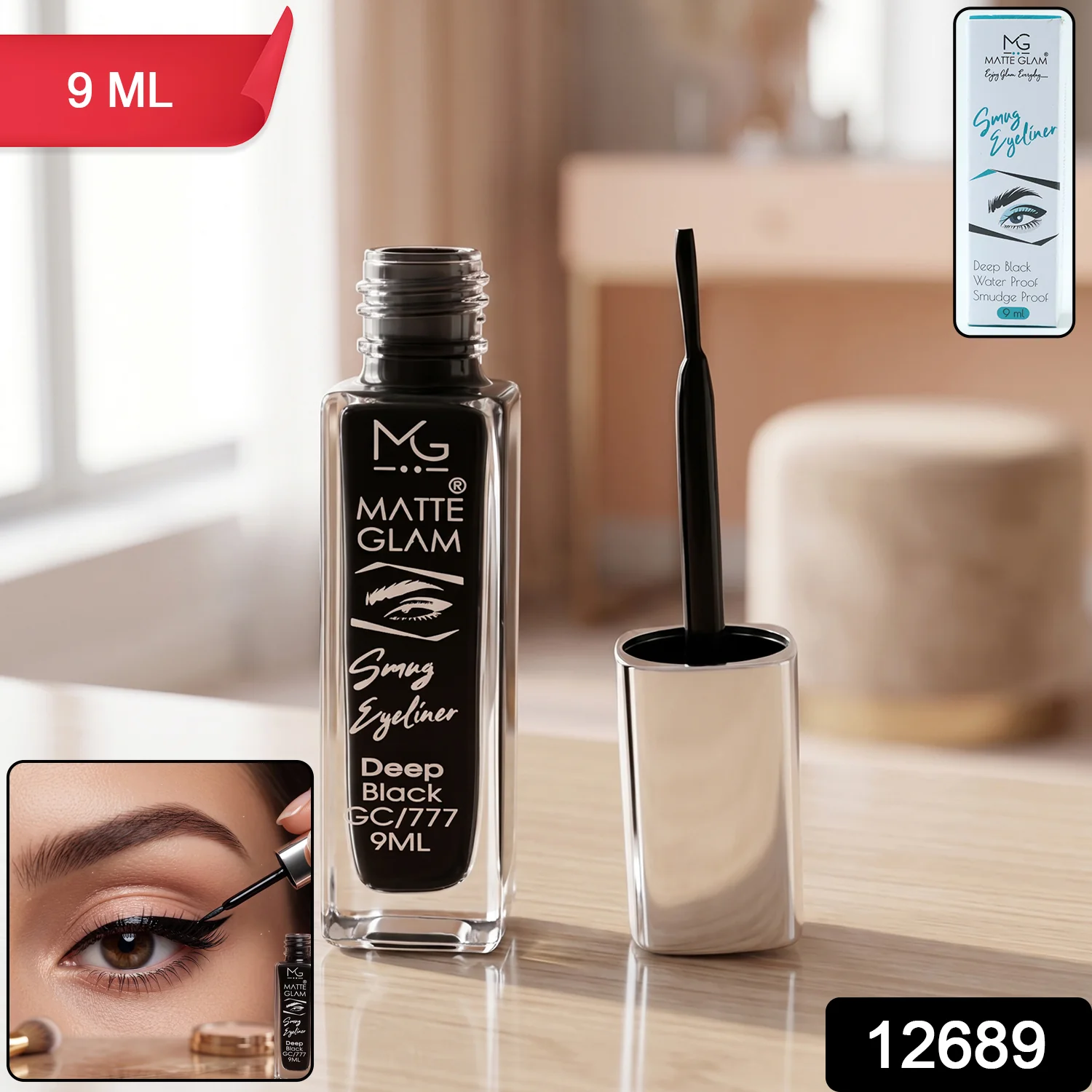 Deep Black Matte Eyeliner – Smudge Proof, Long Lasting - Image 2