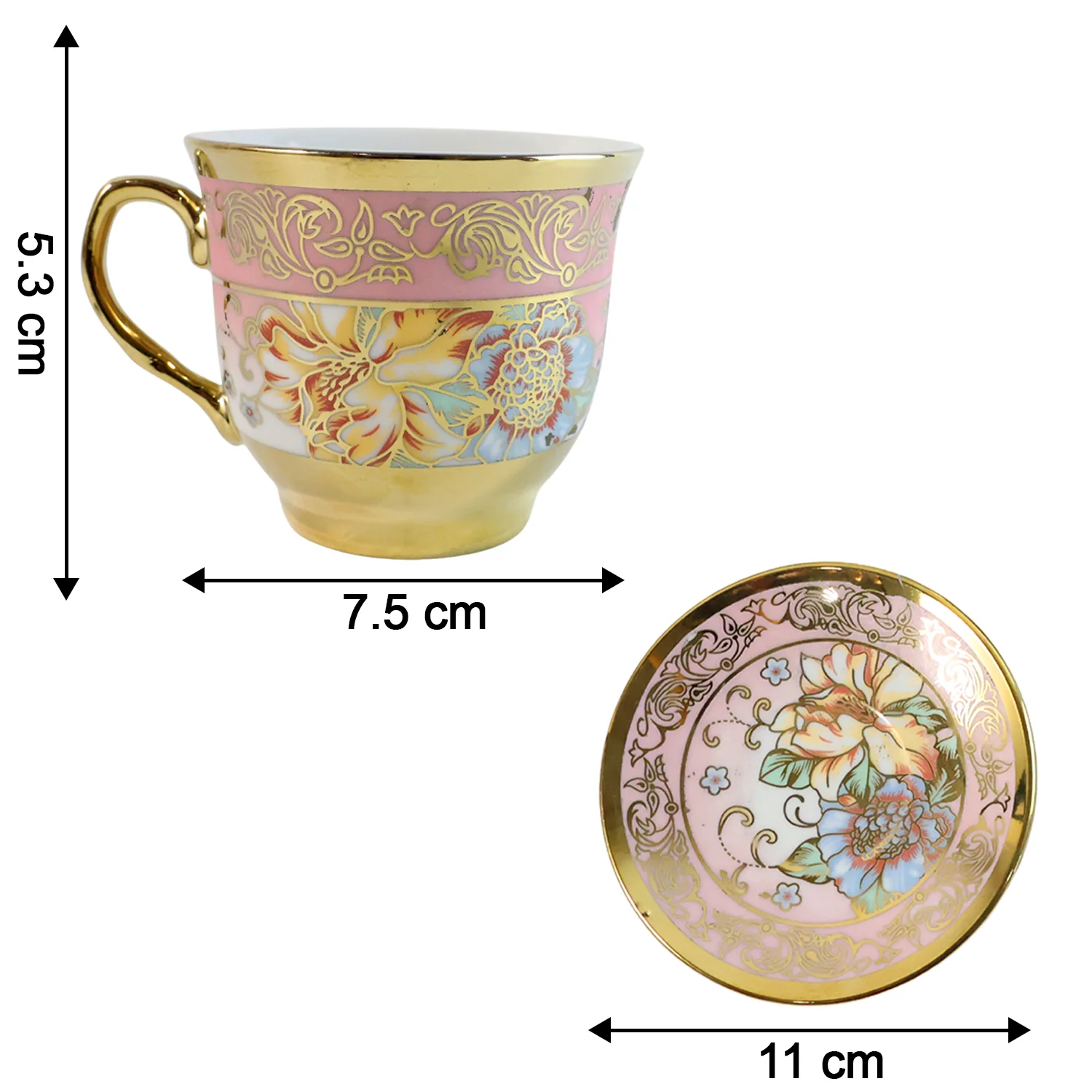 Floral Porcelain Tea Cup and Saucer Set – Elegant Gold Detailing - Image 8