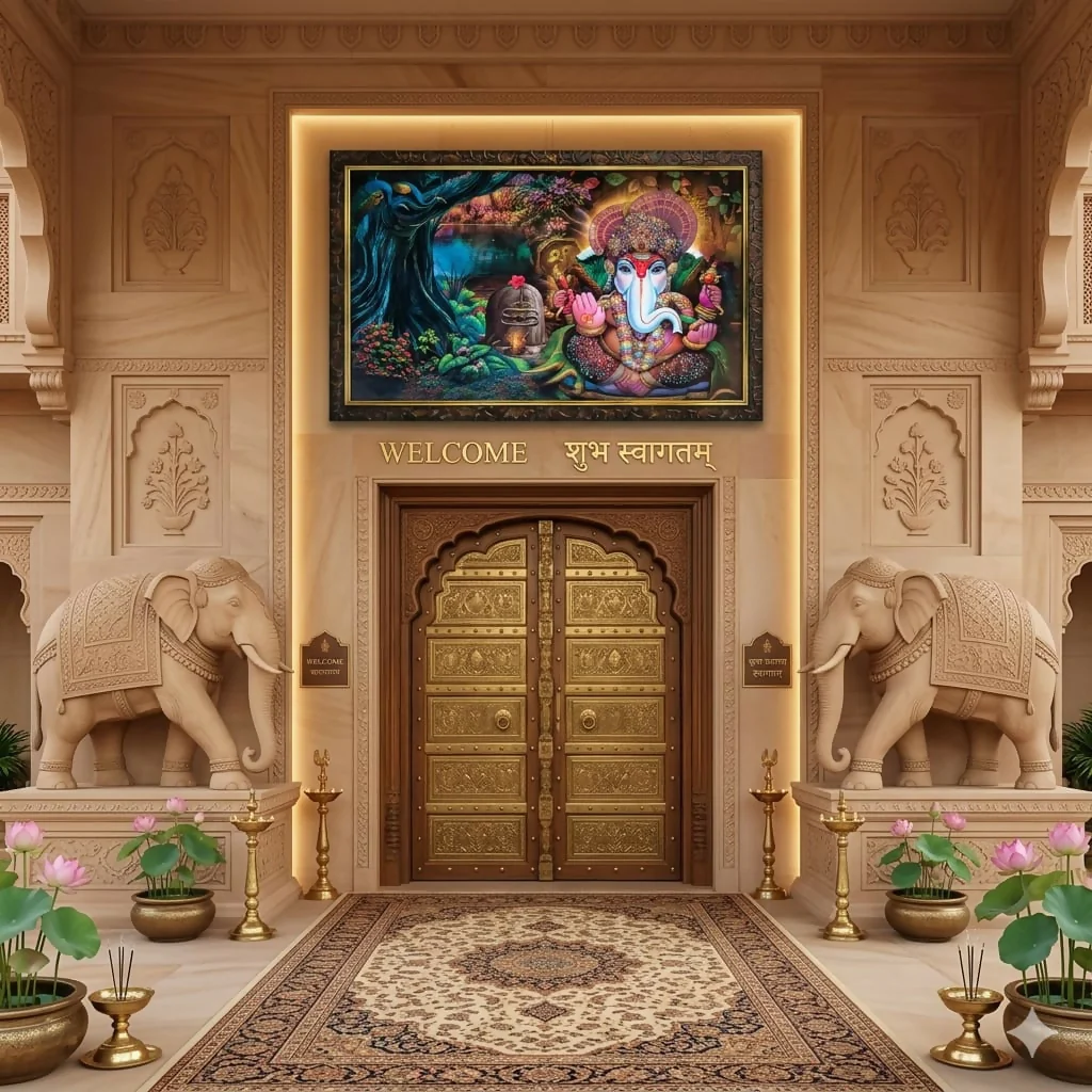 Ganesha Wall Art – Modern 3D Abstract Decor with Sparkling Finish - Image 4