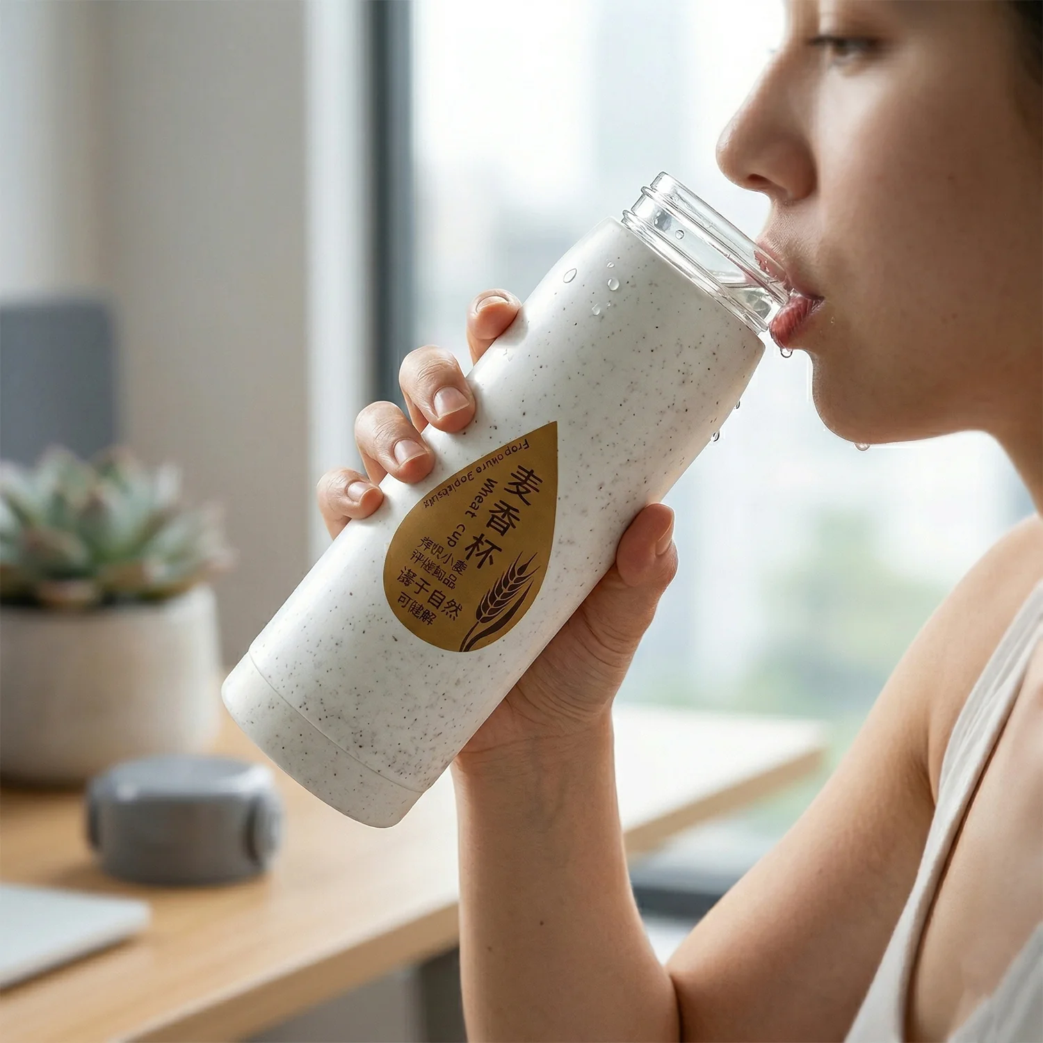 Glass Water Bottle with Phone Holder – Leakproof & Stylish Design - Image 5
