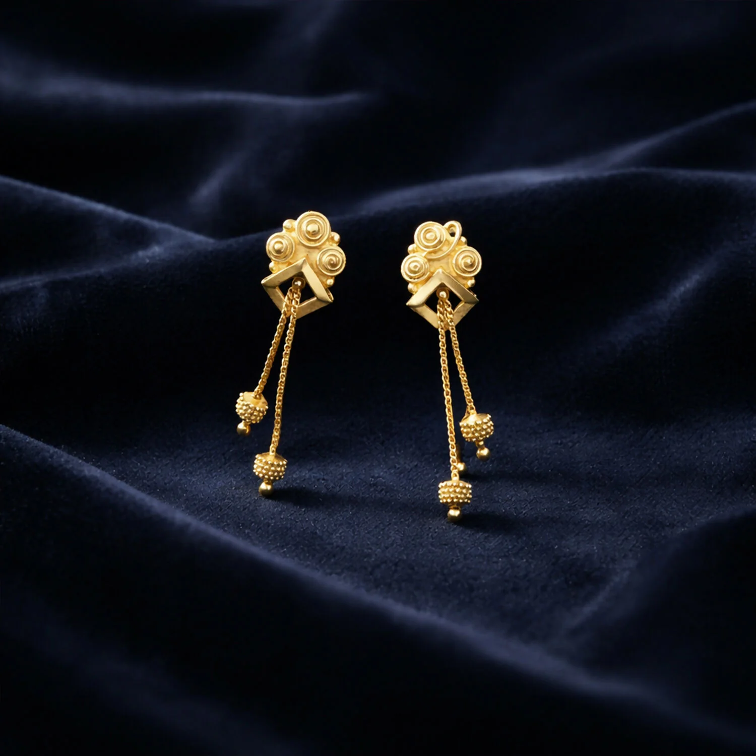 Gold Earrings Combo Set – Elegant Floral and Chain Tassels for All Occasions - Image 2