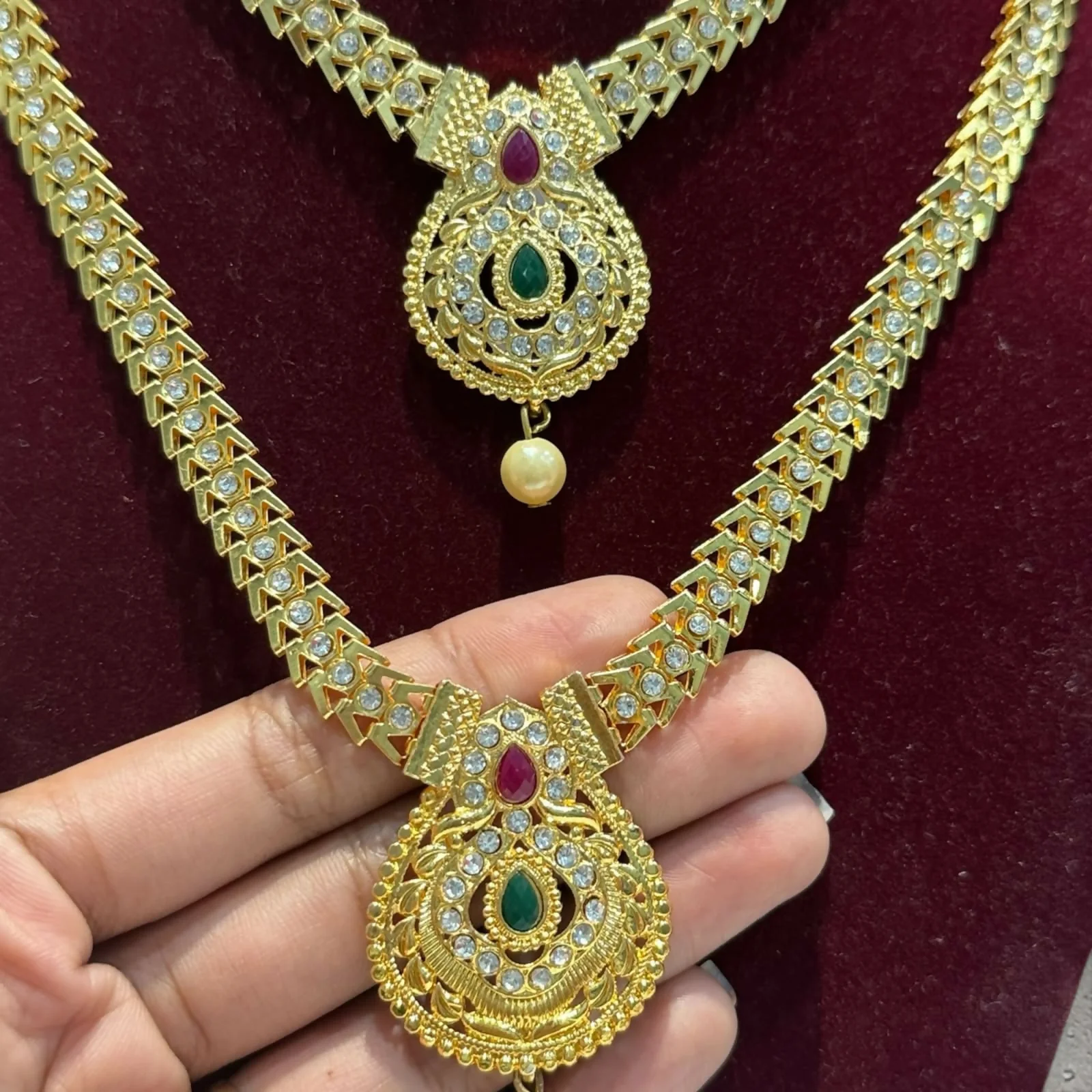 Premium Gold Plated Designer Necklace Set with Matching Earrings Elegant Jewellery - Image 3