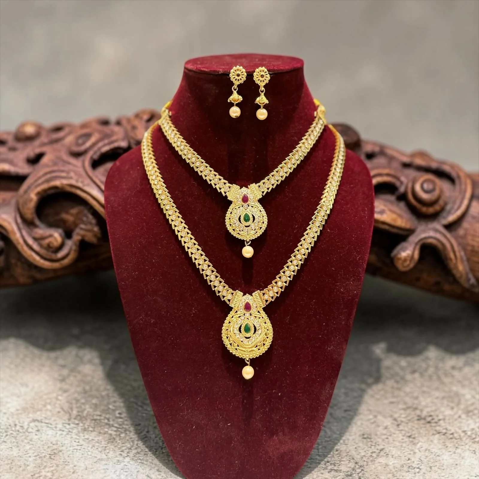 Premium Gold Plated Designer Necklace Set with Matching Earrings Elegant Jewellery - Image 4