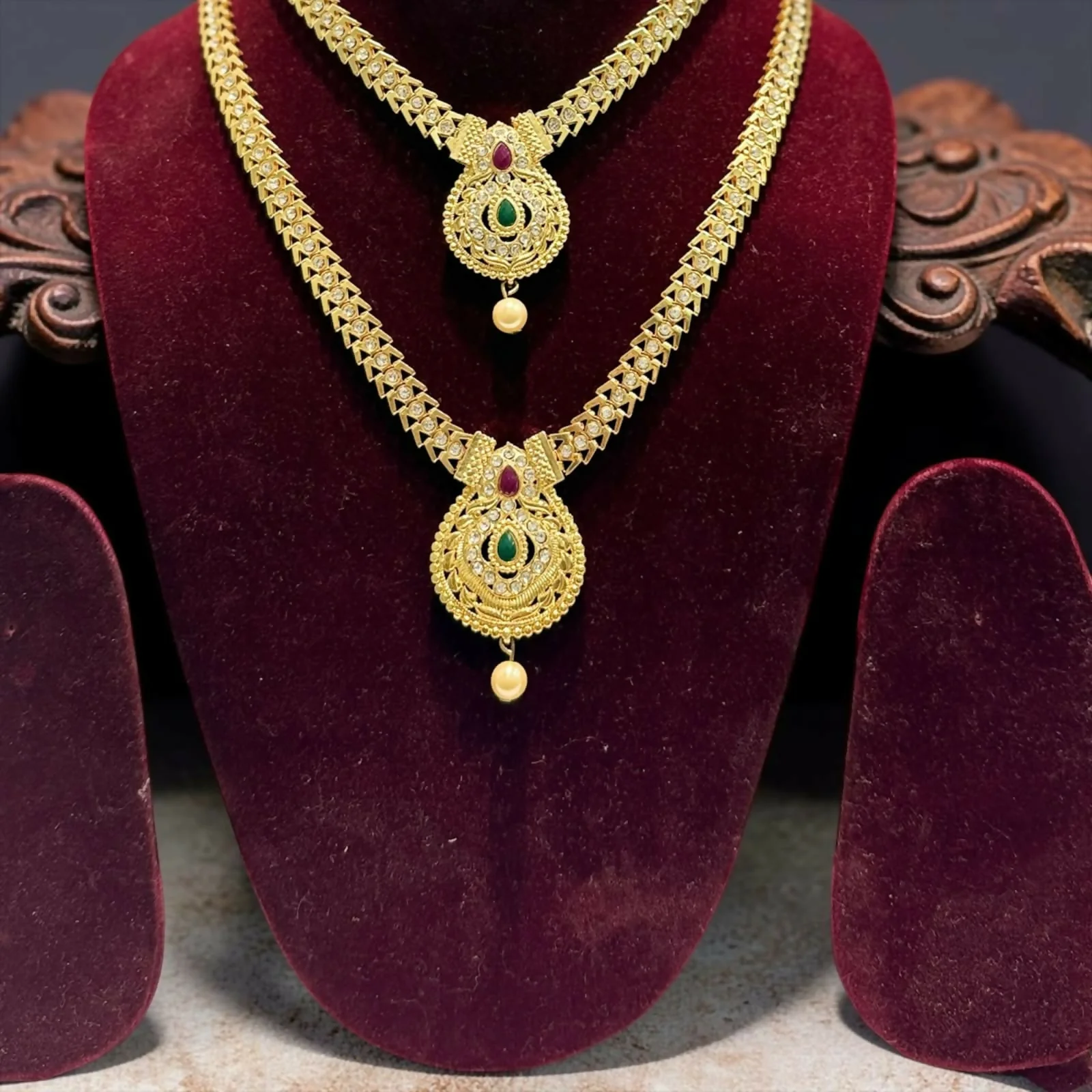 Premium Gold Plated Designer Necklace Set with Matching Earrings Elegant Jewellery - Image 5