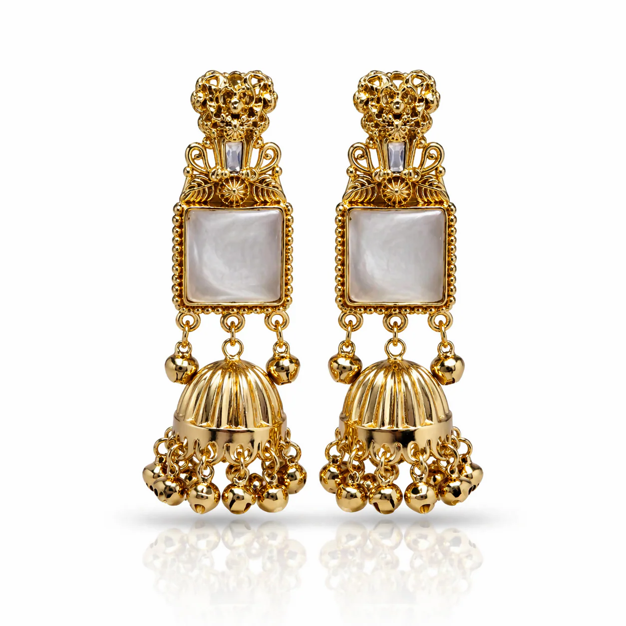 Gold-Plated Kashmiri Earrings – Elegant Traditional Jewelry for Women - Image 3