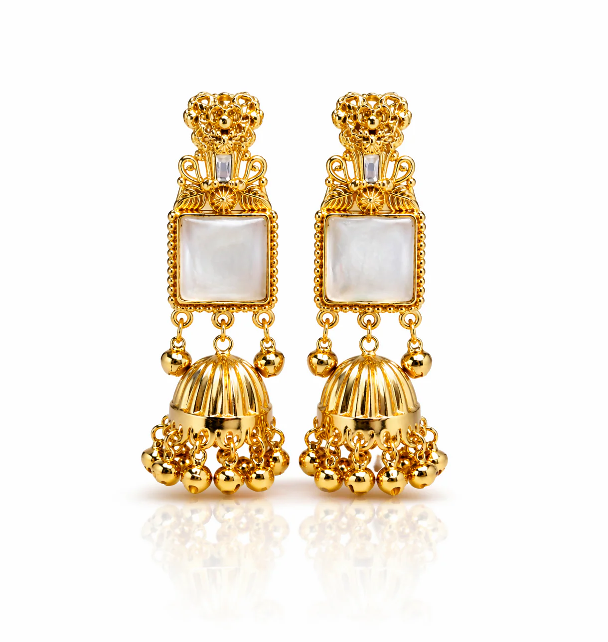 Gold-Plated Kashmiri Earrings – Elegant Traditional Jewelry for Women - Image 4