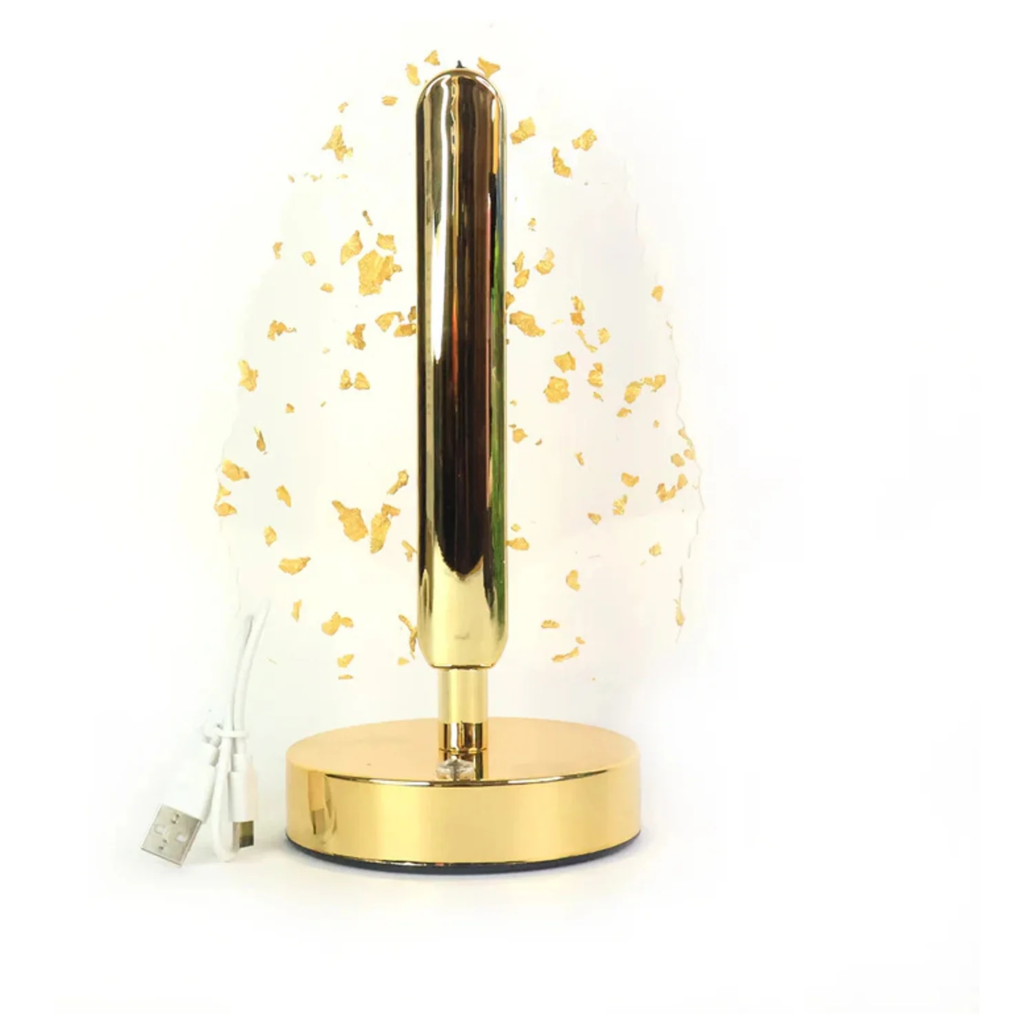 Golden Crystal Leaf LED Table Lamp – USB Charging & Warm Light - Image 5