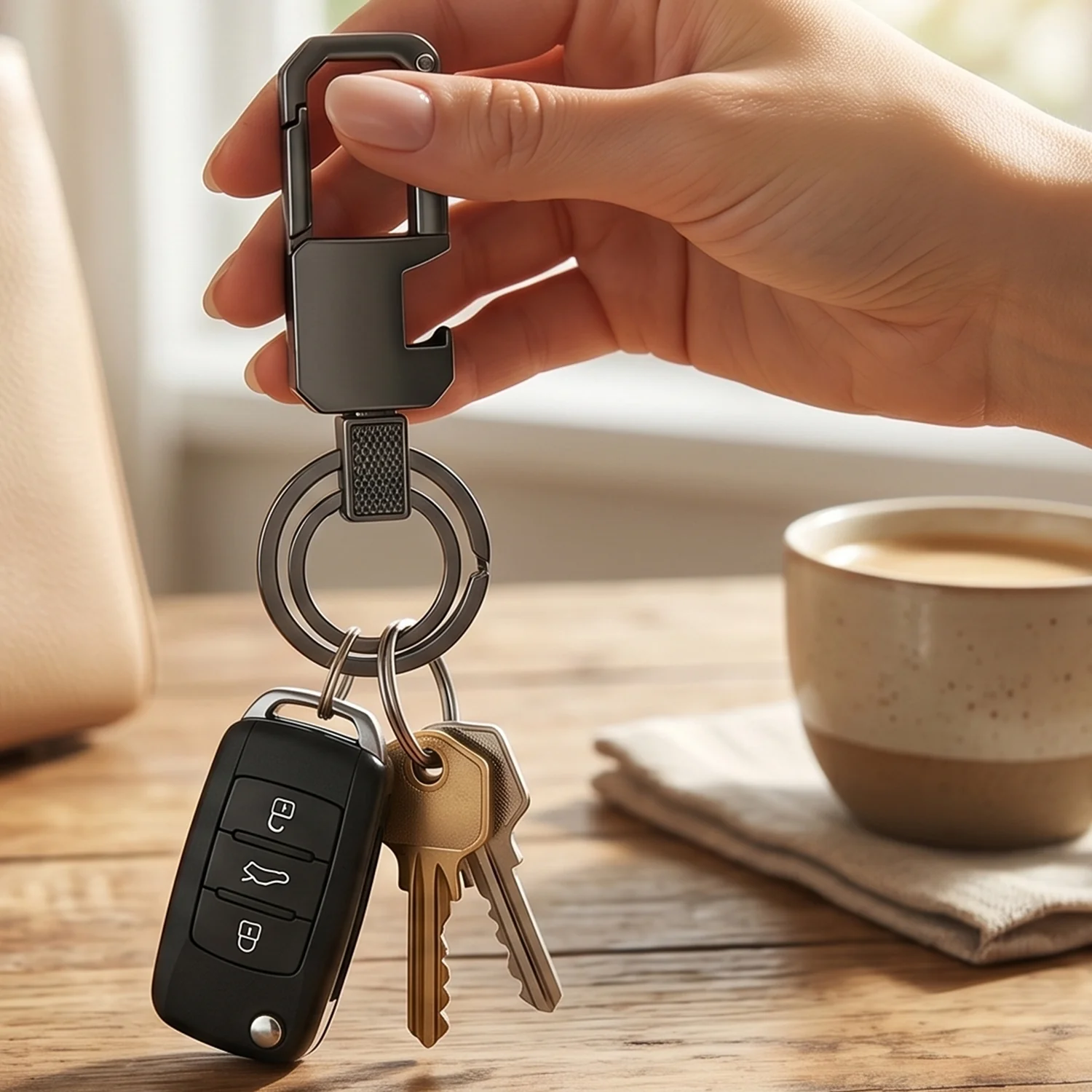 Heavy Duty Metal Key Holder – Durable Swivel Carabiner Clip - Image 4