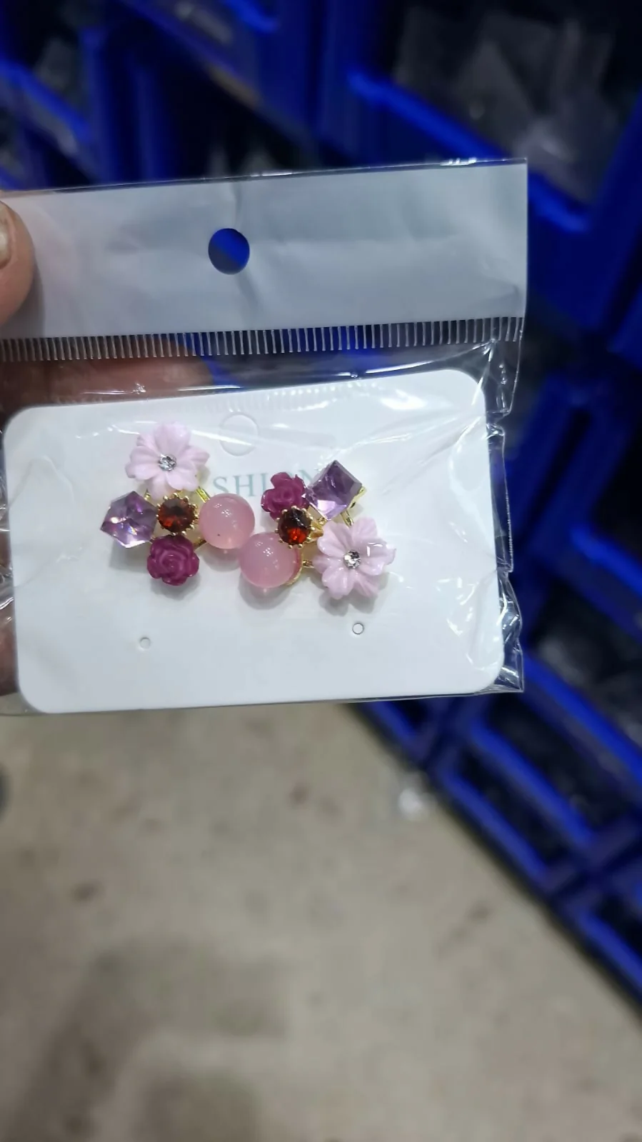 Premium Korean Floral Crystal Stud Earrings for Women Purple Flower - Image 7