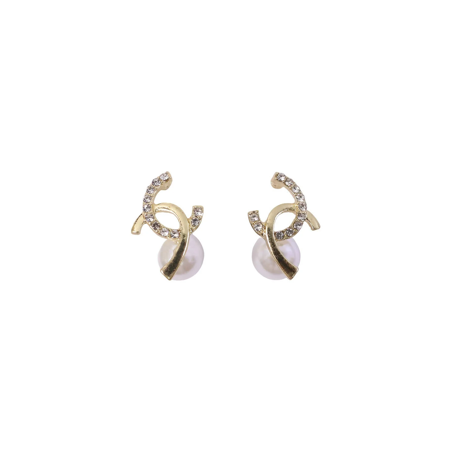 Pearl Huggie Hoop Earrings – Elegant Rose Tinted Korean Style - Image 5