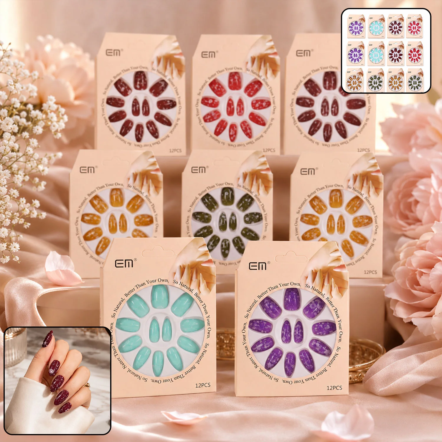 Long Coffin Press-On Nails – Premium 3D Embellished Design - Image 3