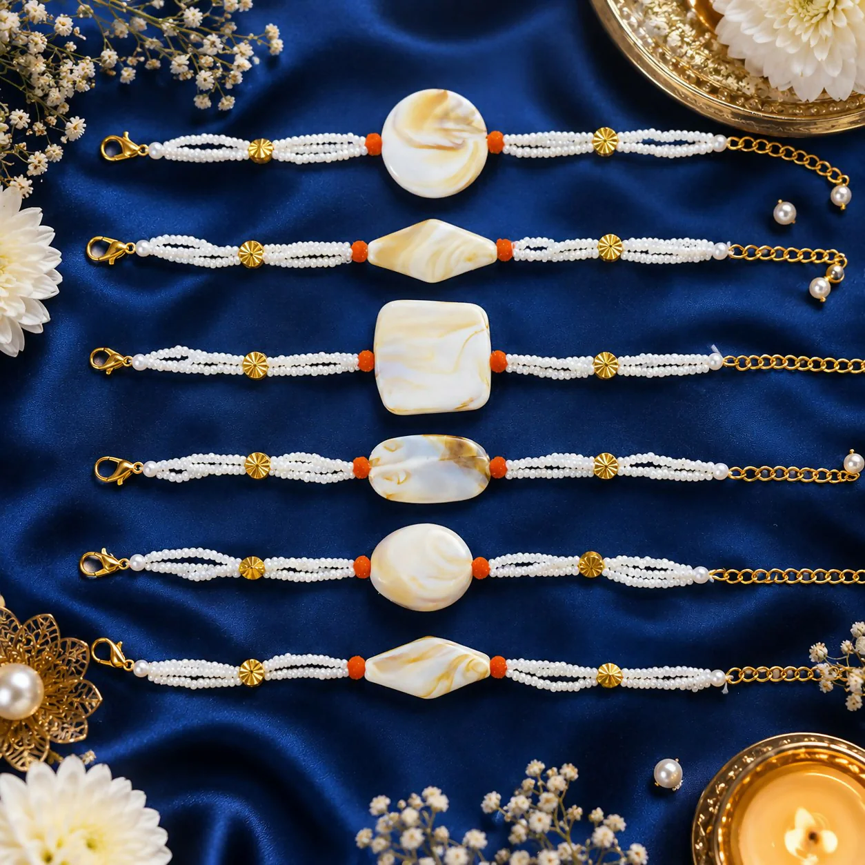Premium Marble Beaded Rakhi Bracelet | Elegant Handmade Raksha Bandhan Gift - Image 2