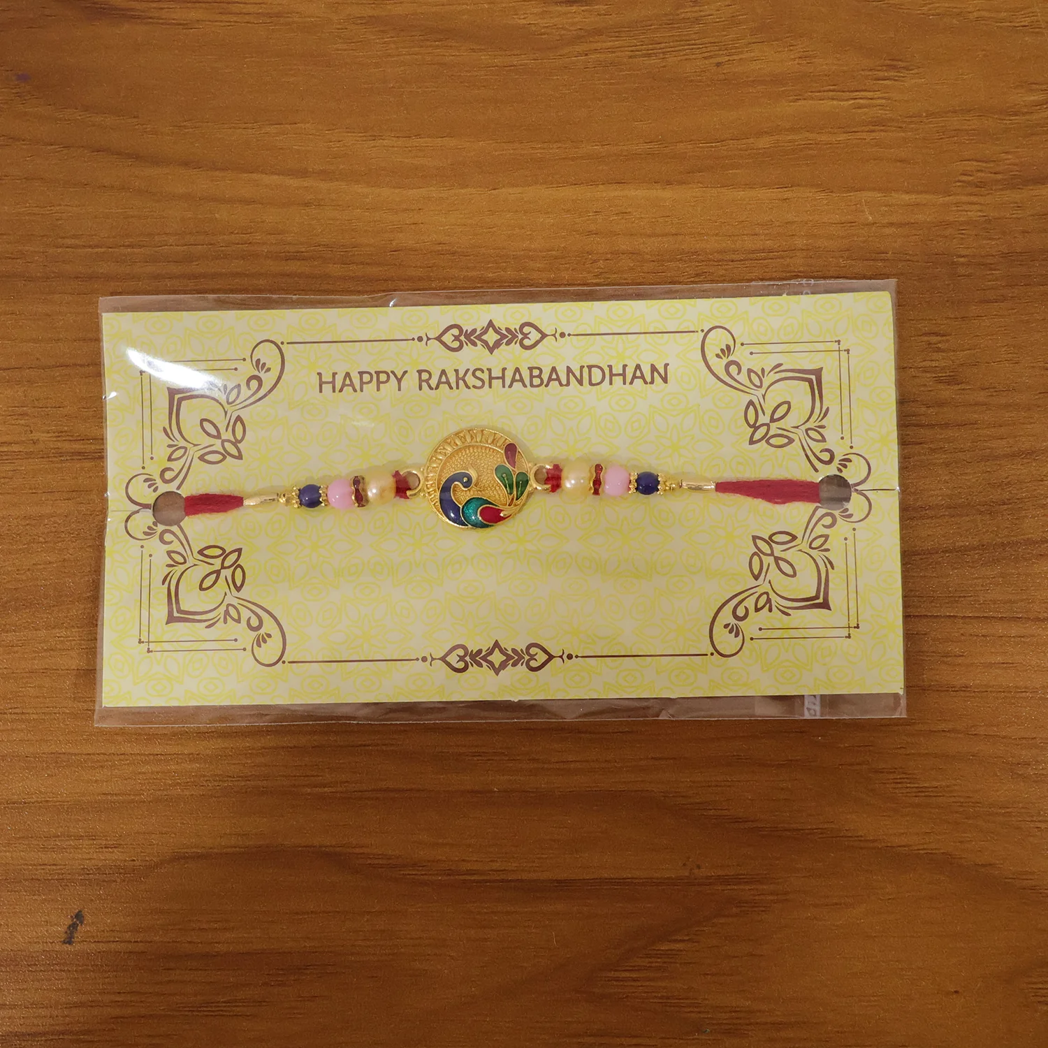 Peacock Motif Rakhi – Vibrant Design with Beads & Comfort Fit - Image 9