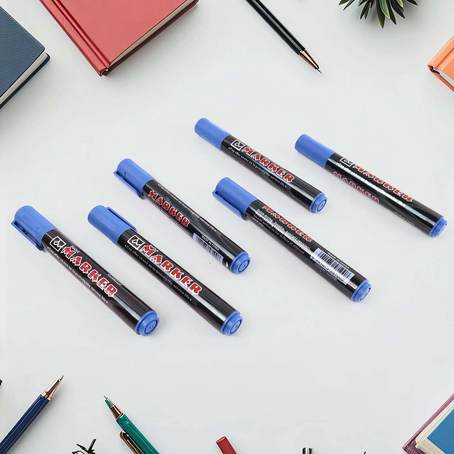 Permanent Blue Marker Pens – Vibrant, Waterproof 12-Pack - Image 4