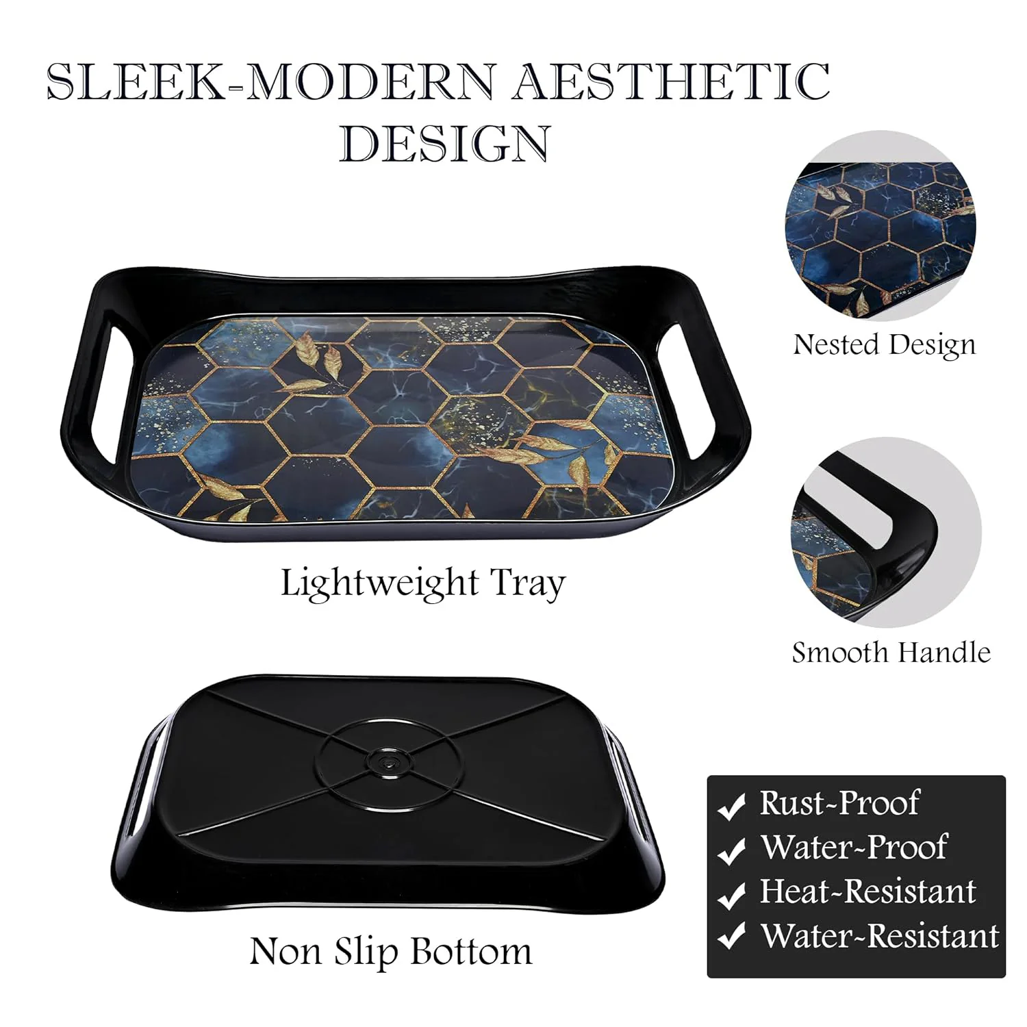 Plastic Serving Tray Set – Elegant Hexagonal 3-Piece Combo - Image 7