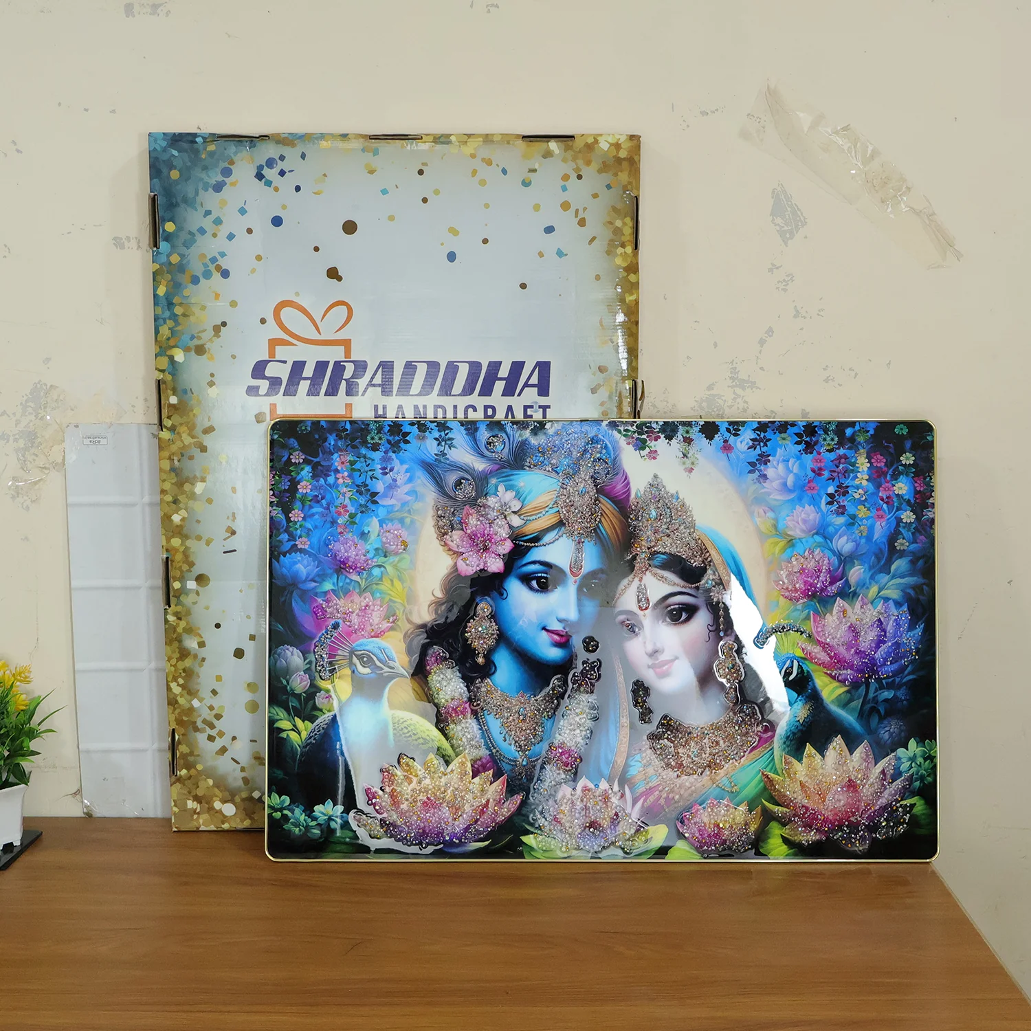 Radha Krishna Wall Frame – Vibrant Spiritual Artwork for Home - Image 8