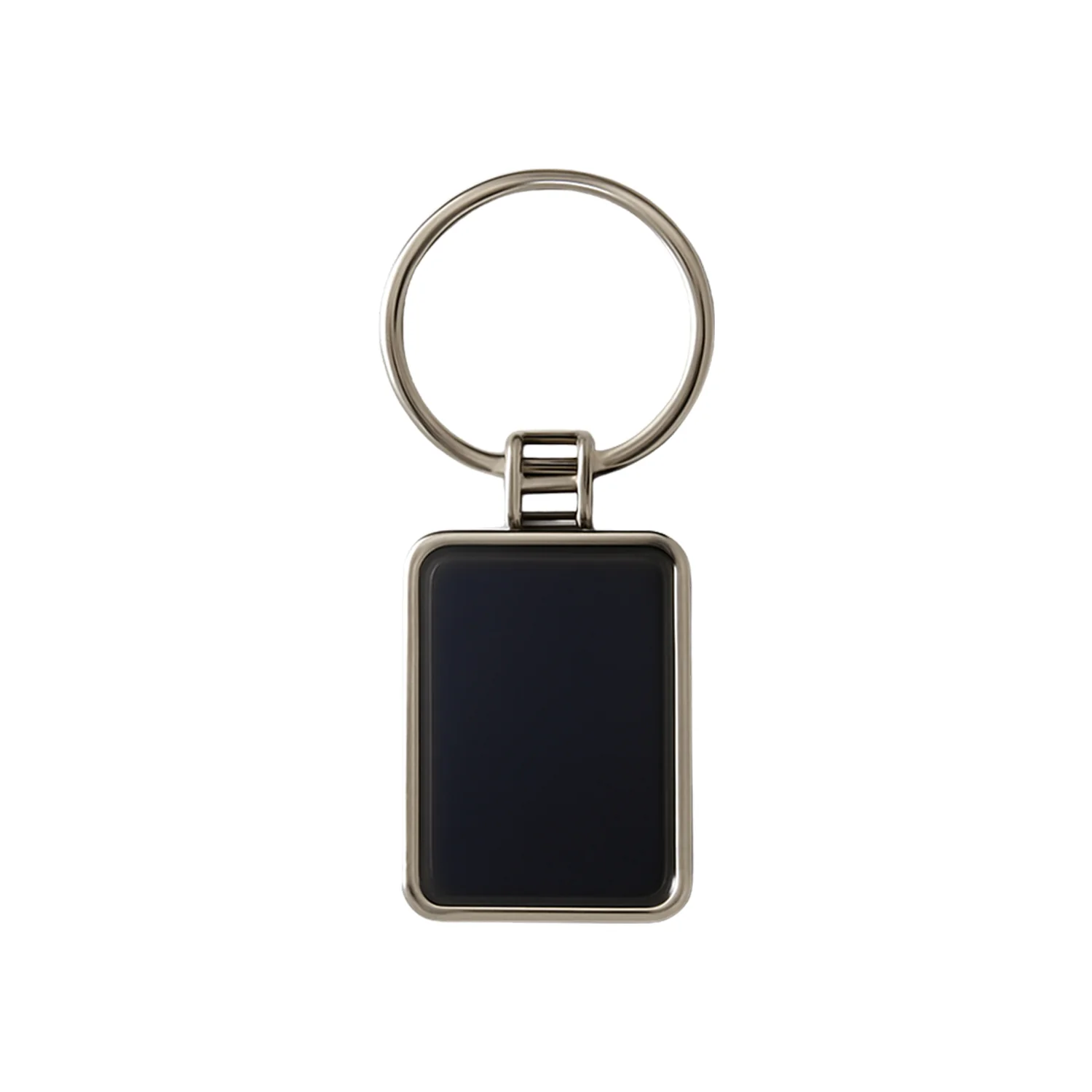 Rectangular Metal Keychain – Durable Black & Silver Design - Image 5
