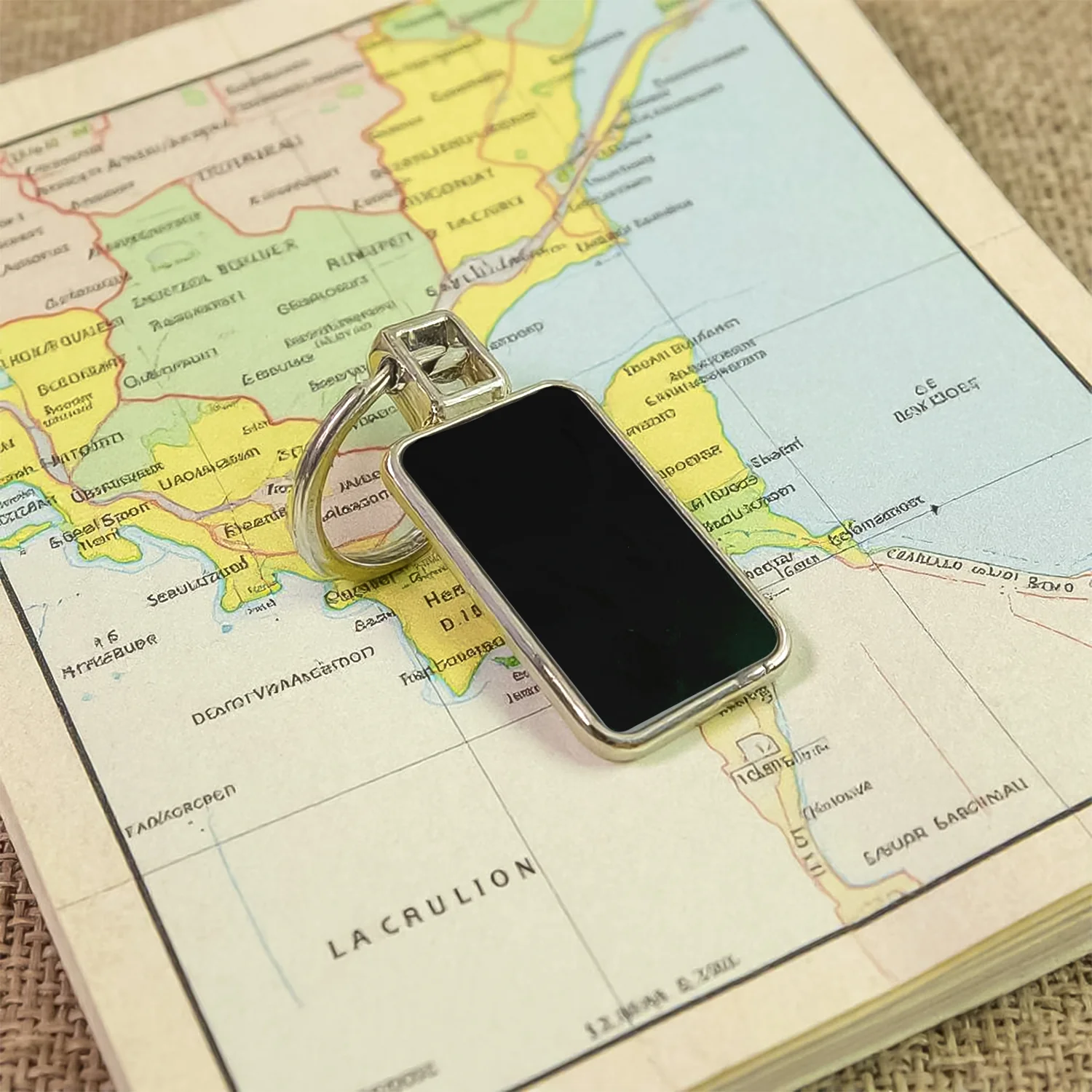 Rectangular Metal Keychain – Durable Black & Silver Design - Image 6