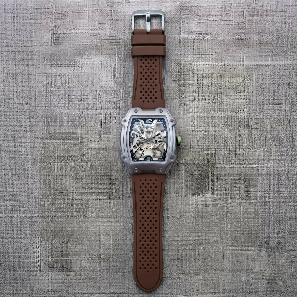 Premium Silver Dial Men's Watch With Silicone Strap For Trendy Casual Style - Image 17