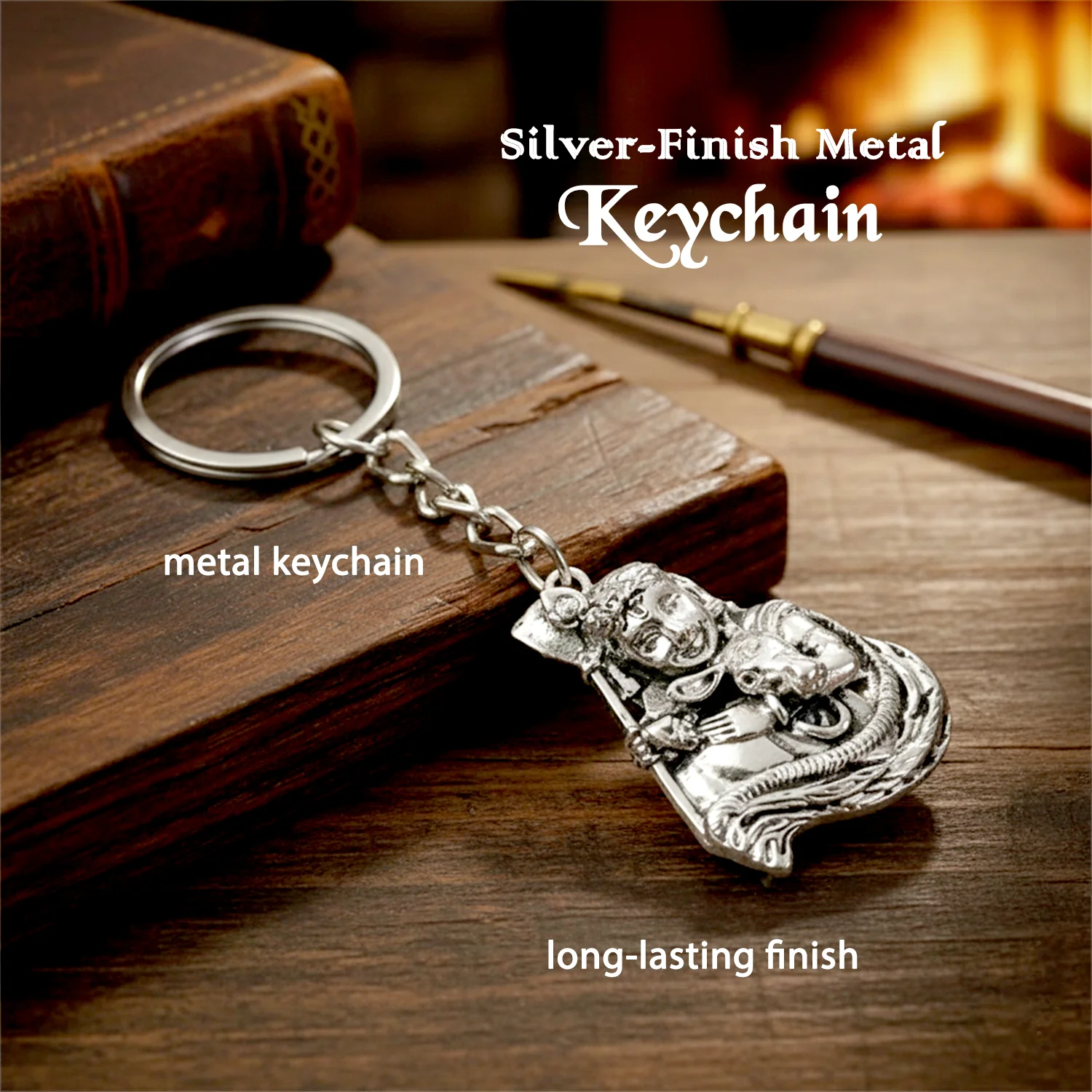 Silver Finish Bal Krishna Metal Keychain – Elegant Devotional Charm - Image 4