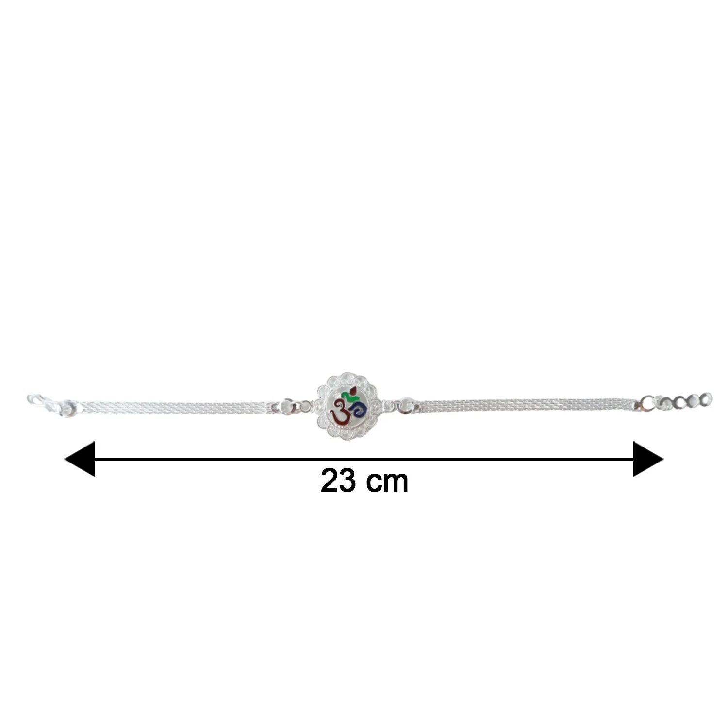 Silver Om Chain Rakhi – Elegant & Meaningful Festival Gift - Image 6