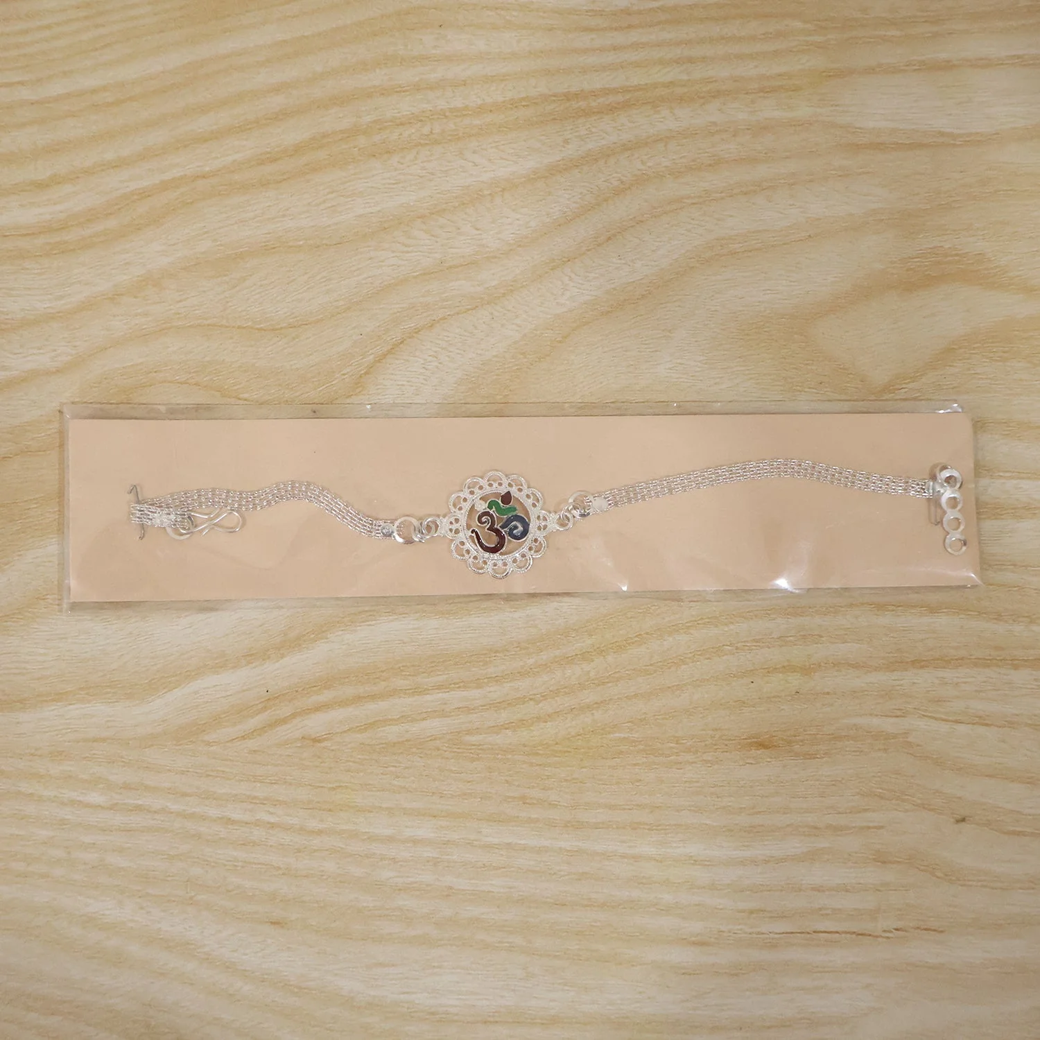 Silver Om Chain Rakhi – Elegant & Meaningful Festival Gift - Image 7