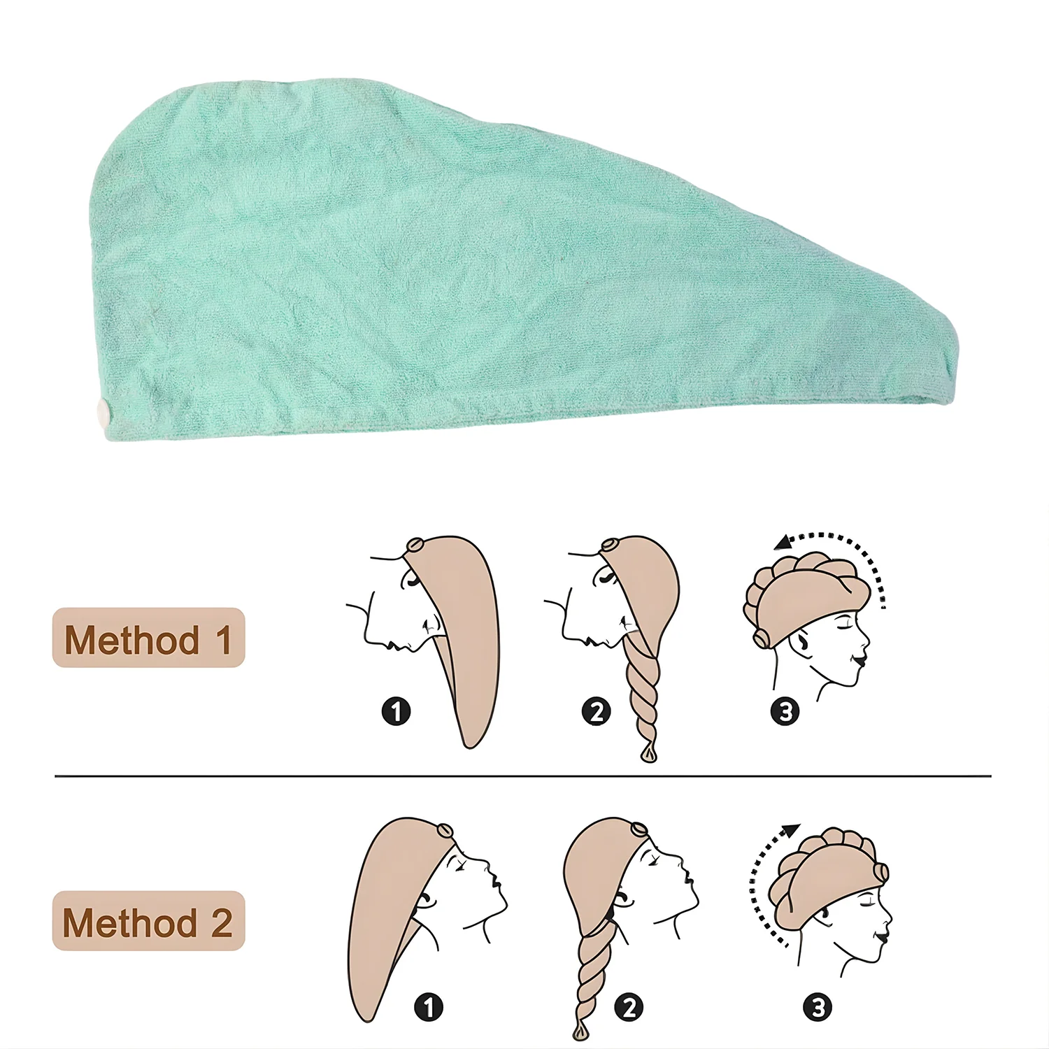 Microfiber Hair Drying Towel Wrap – Quick Absorbent Turban with Button Lock - Image 7