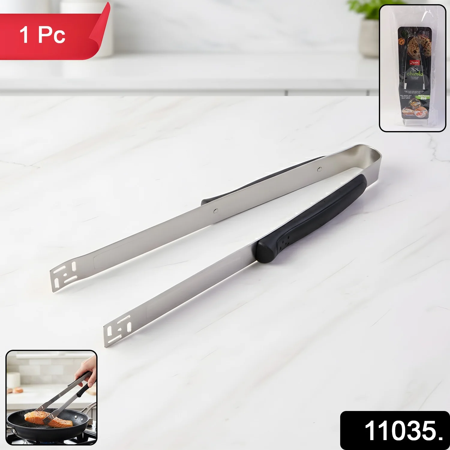 Stainless Steel Chimta – Strong Grip Kitchen Tongs for Cooking - Image 2