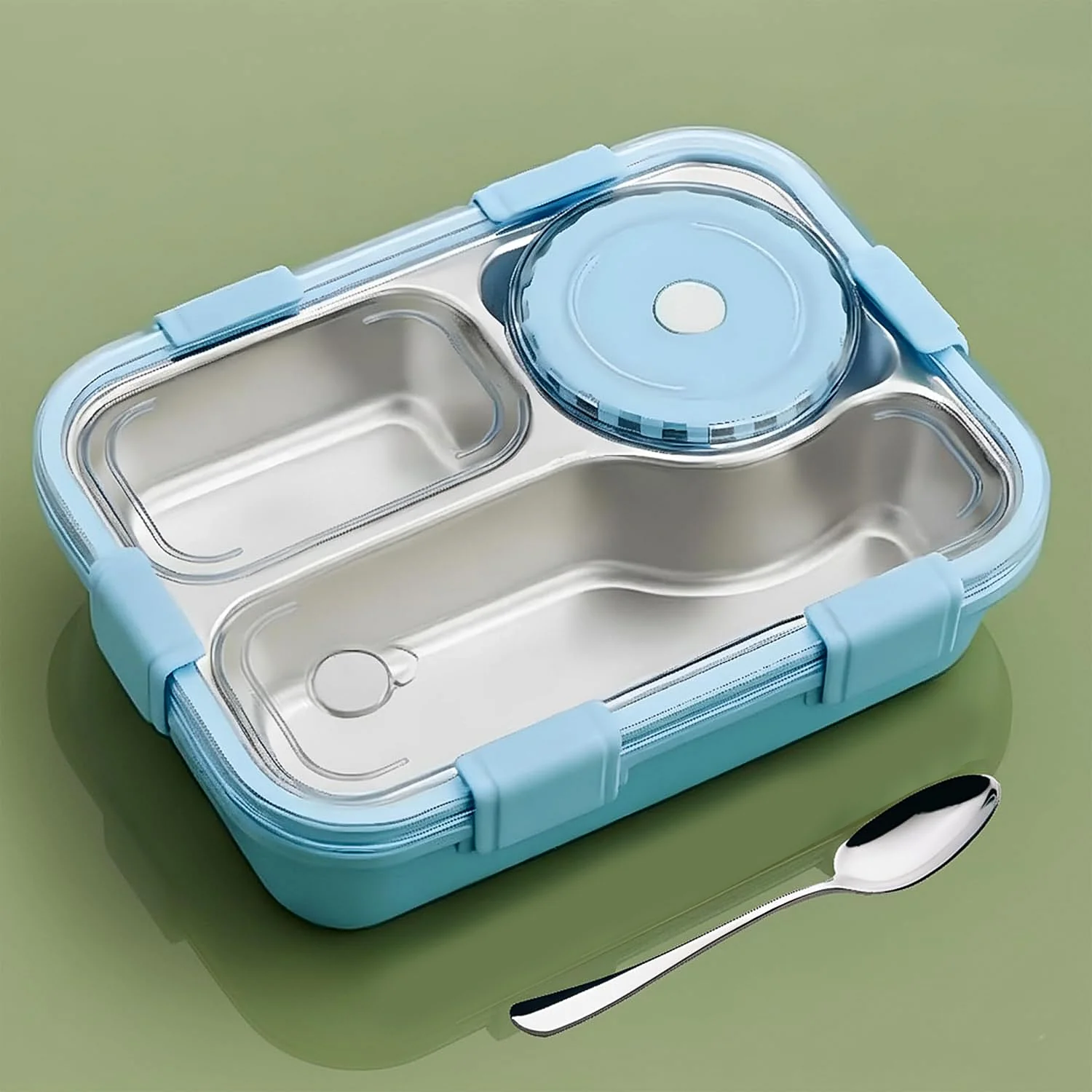 Stainless Steel Lunch Box – Airtight Compartment Tiffin for Meals - Image 4