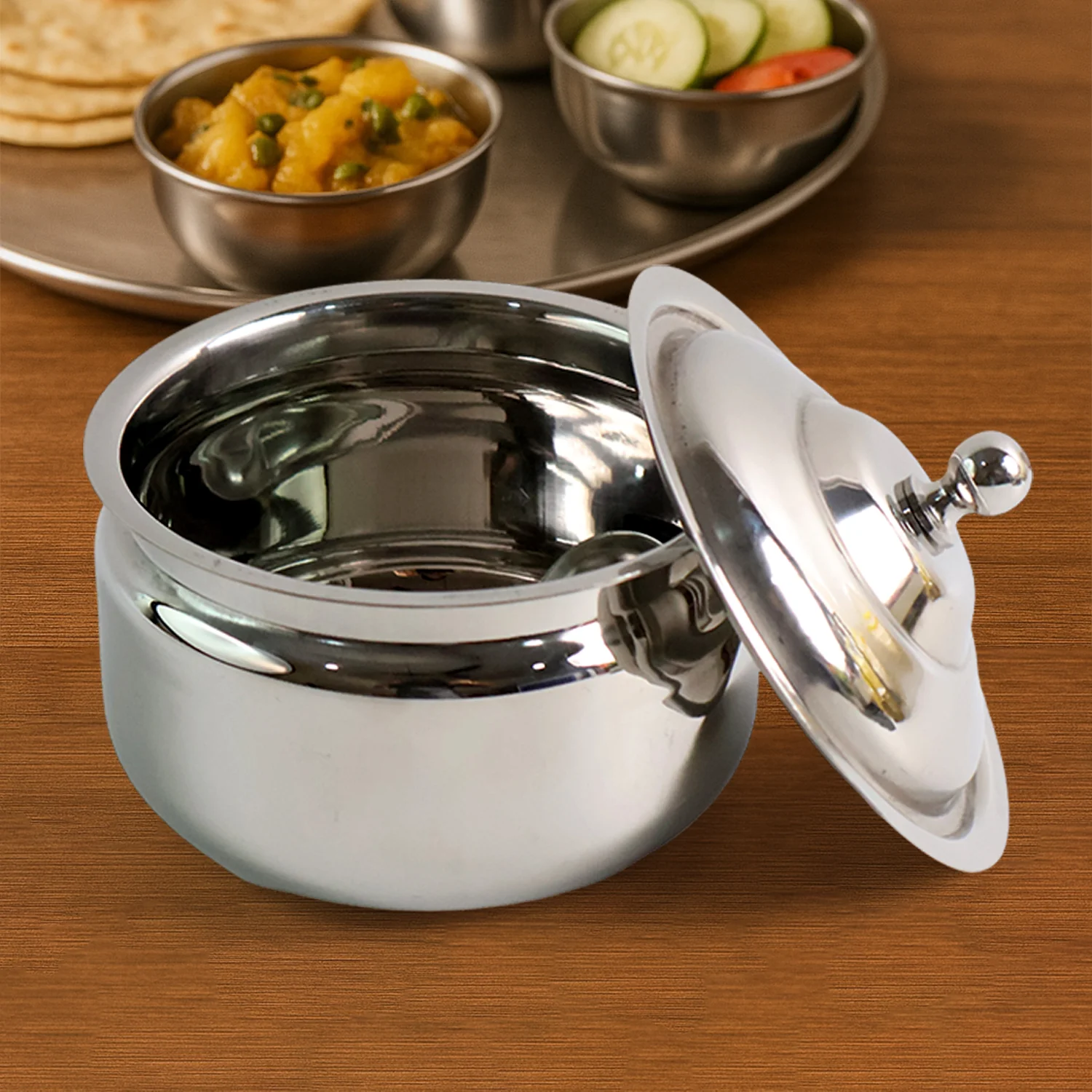 Stainless Steel Ghee Pot with Lid & Spoon – Mirror Finish - Image 8