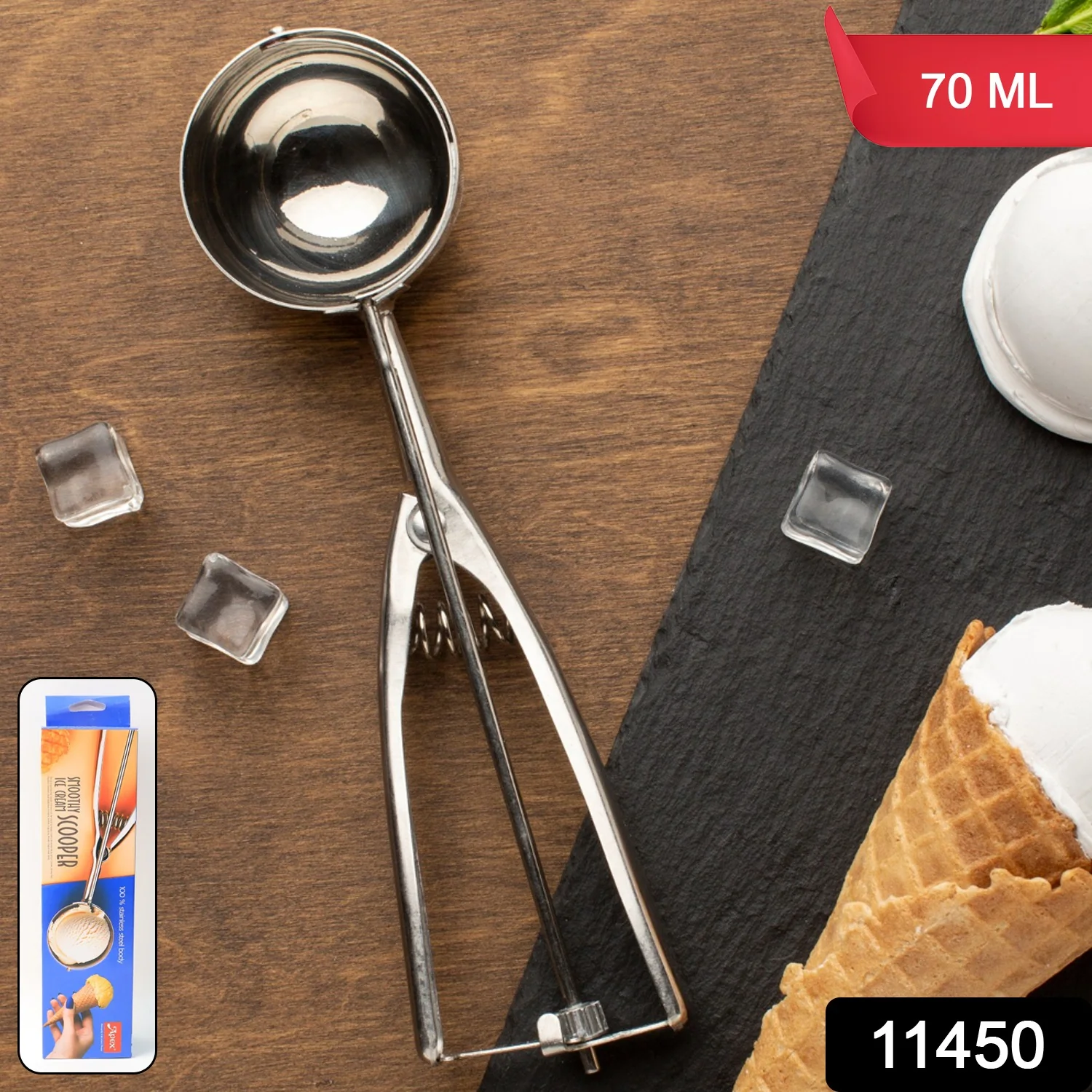 Ice Cream Scoop – Stainless Steel Trigger Release, 70 ML Capacity - Image 2