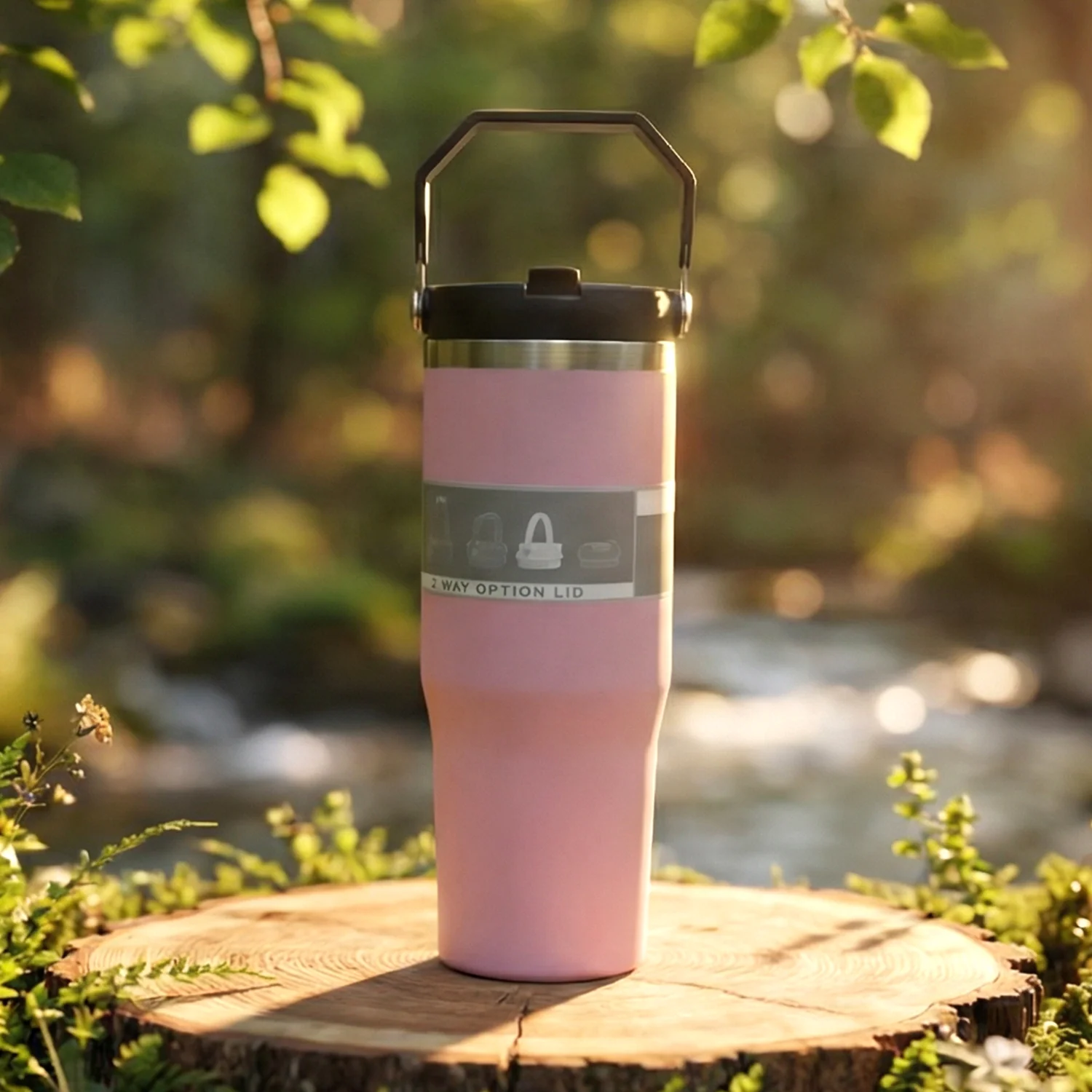Stainless Steel Travel Tumbler – 900 ML Insulated with Handle - Image 3