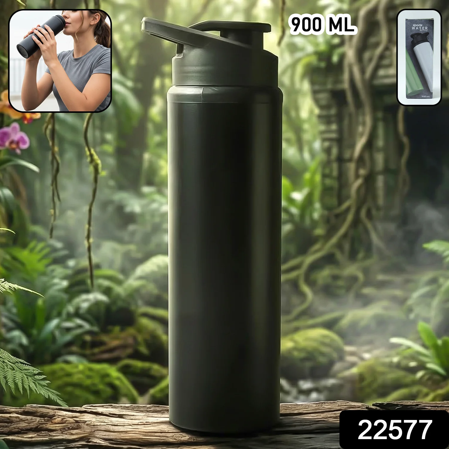 Stainless Steel Sports Water Bottle – 900ml, Leakproof & Durable - Image 2